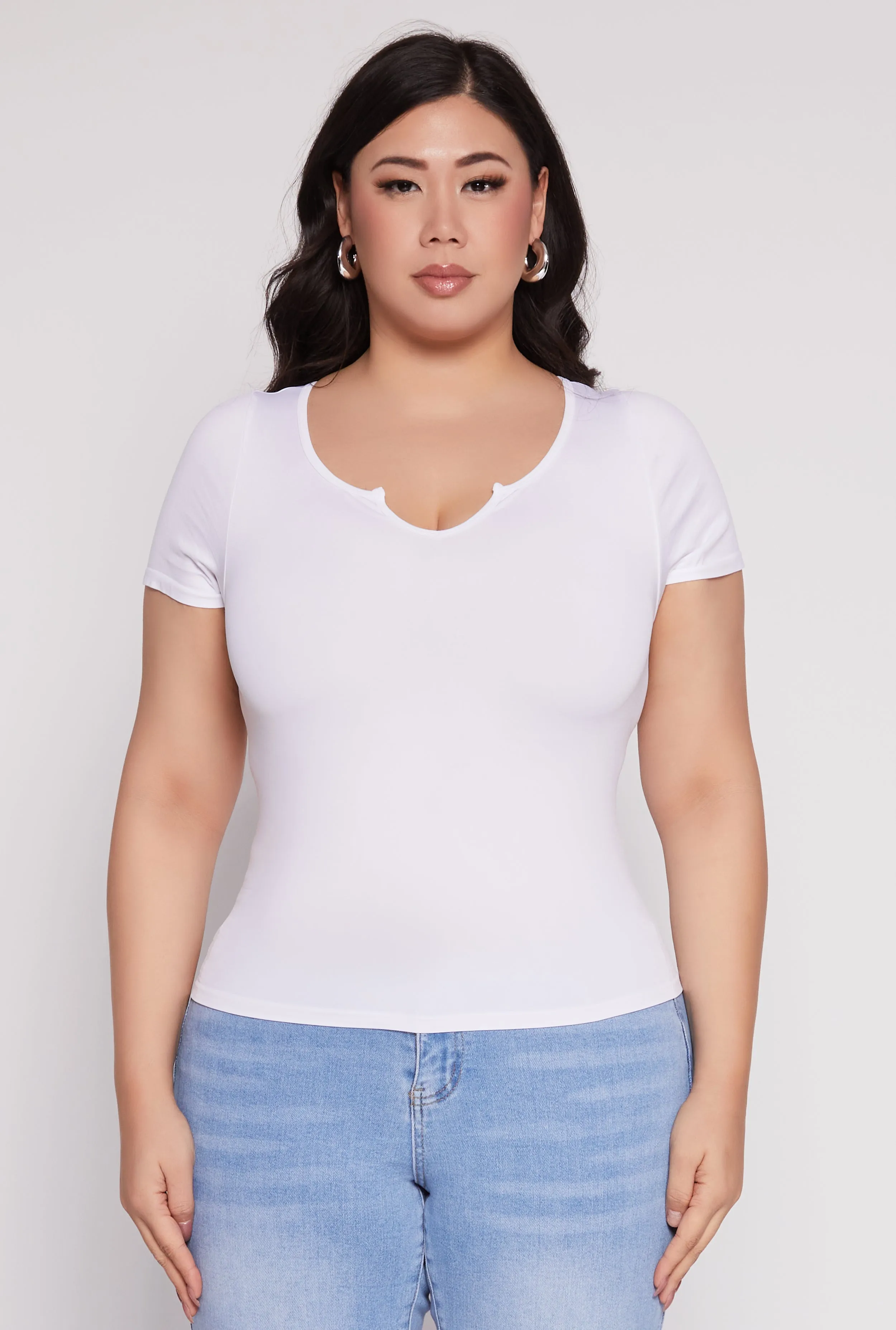 Plus Size Seamless Notch Neck Tee sold by Rainbow product image thumbnail 2