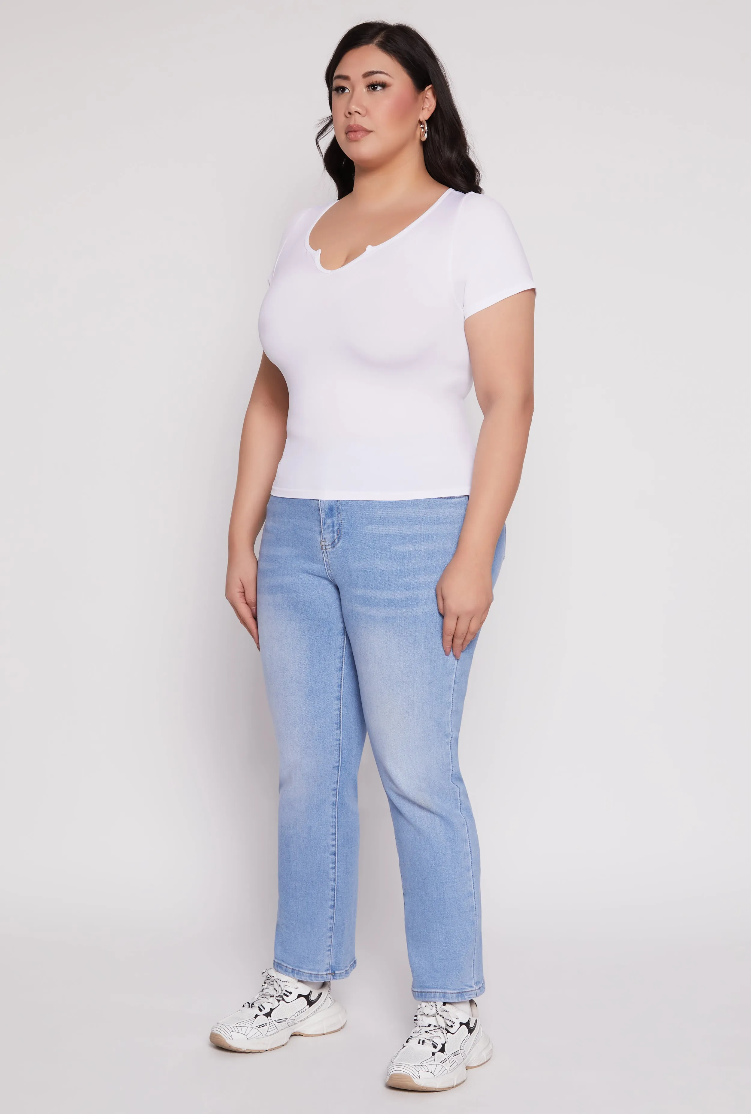 Plus Size Seamless Notch Neck Tee sold by Rainbow product image thumbnail 3