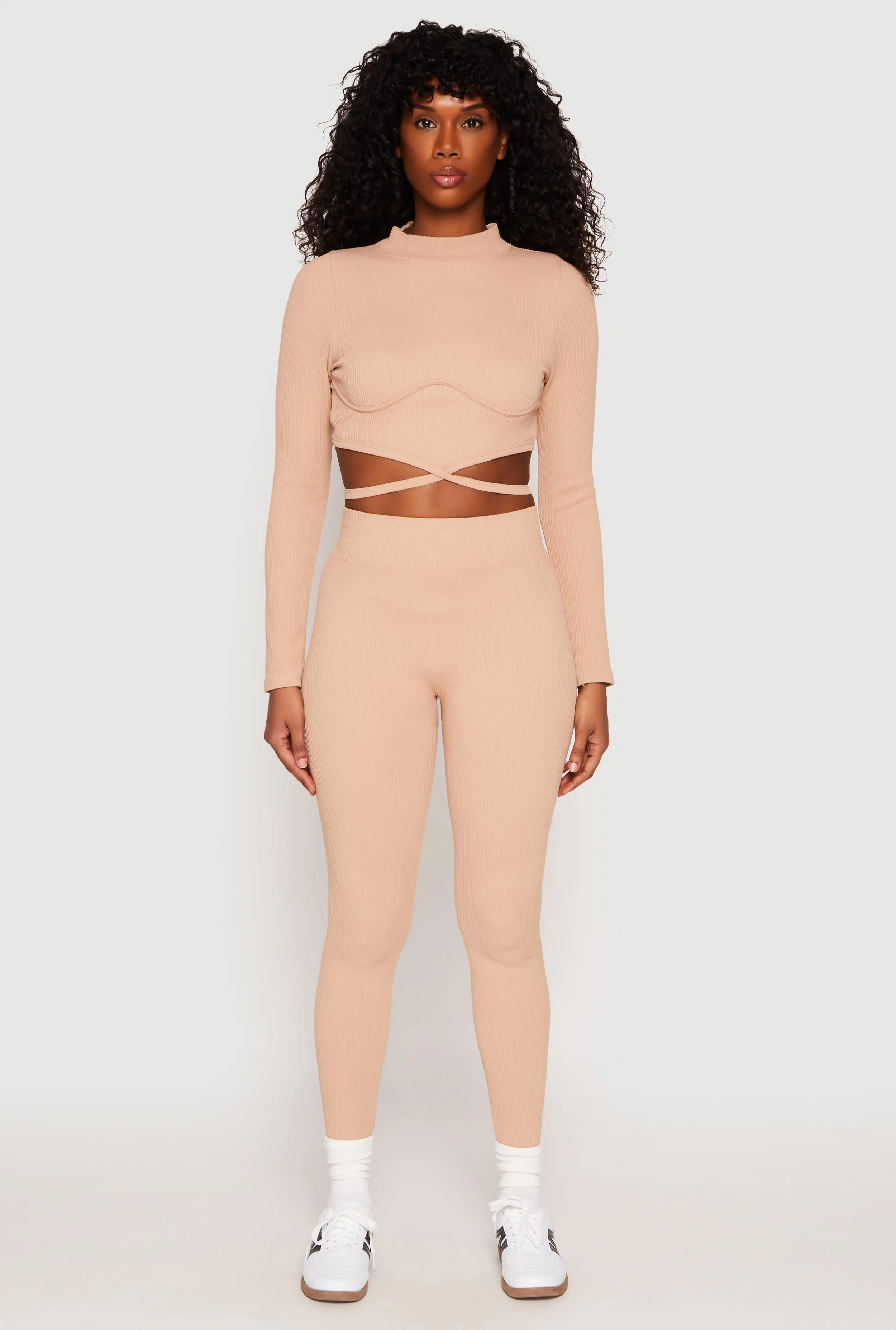 Seamless Long Sleeve Tie Back Crop Top sold by Rainbow product image thumbnail 2