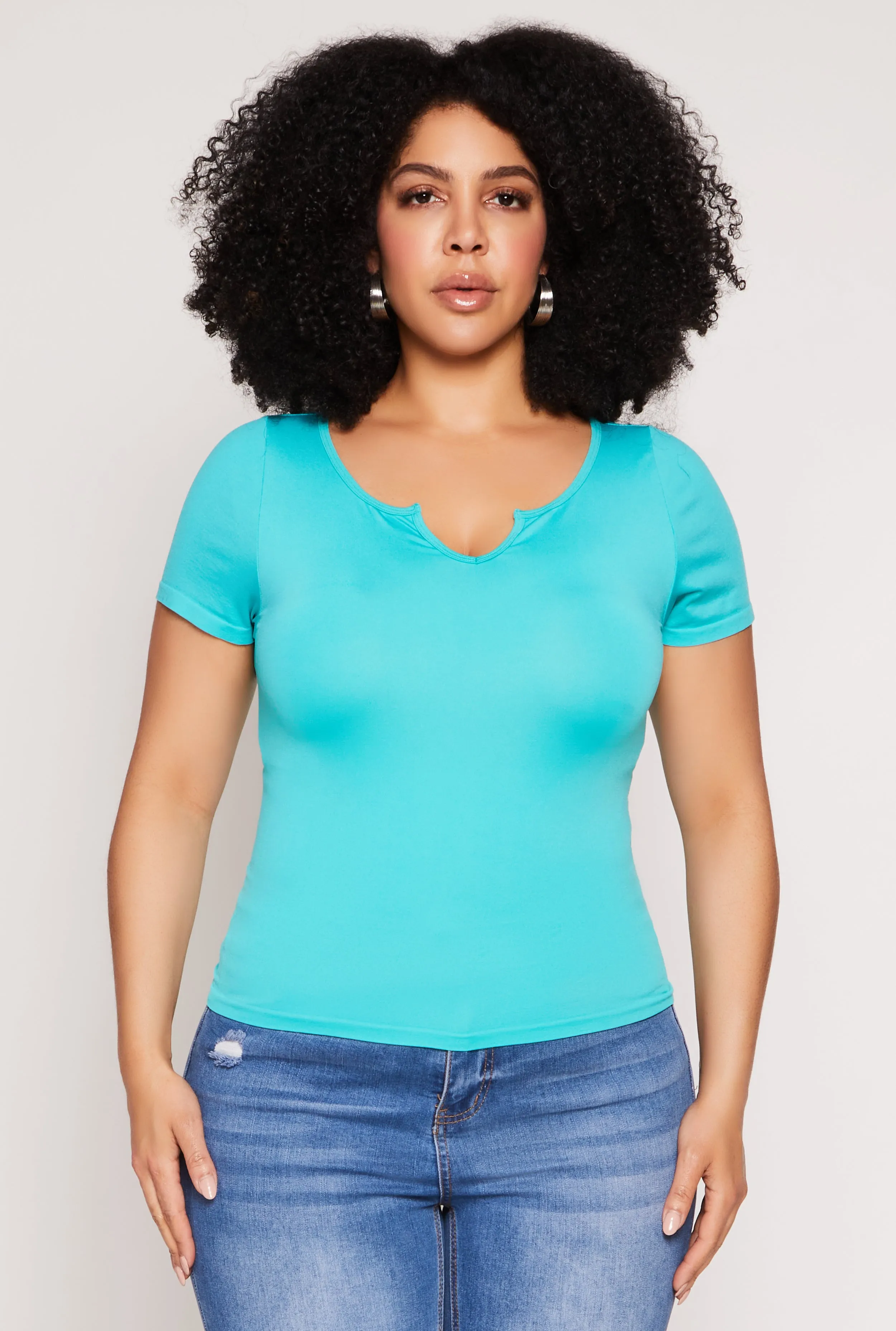 Plus Size Seamless Notch Neck Tee sold by Rainbow product image thumbnail 2
