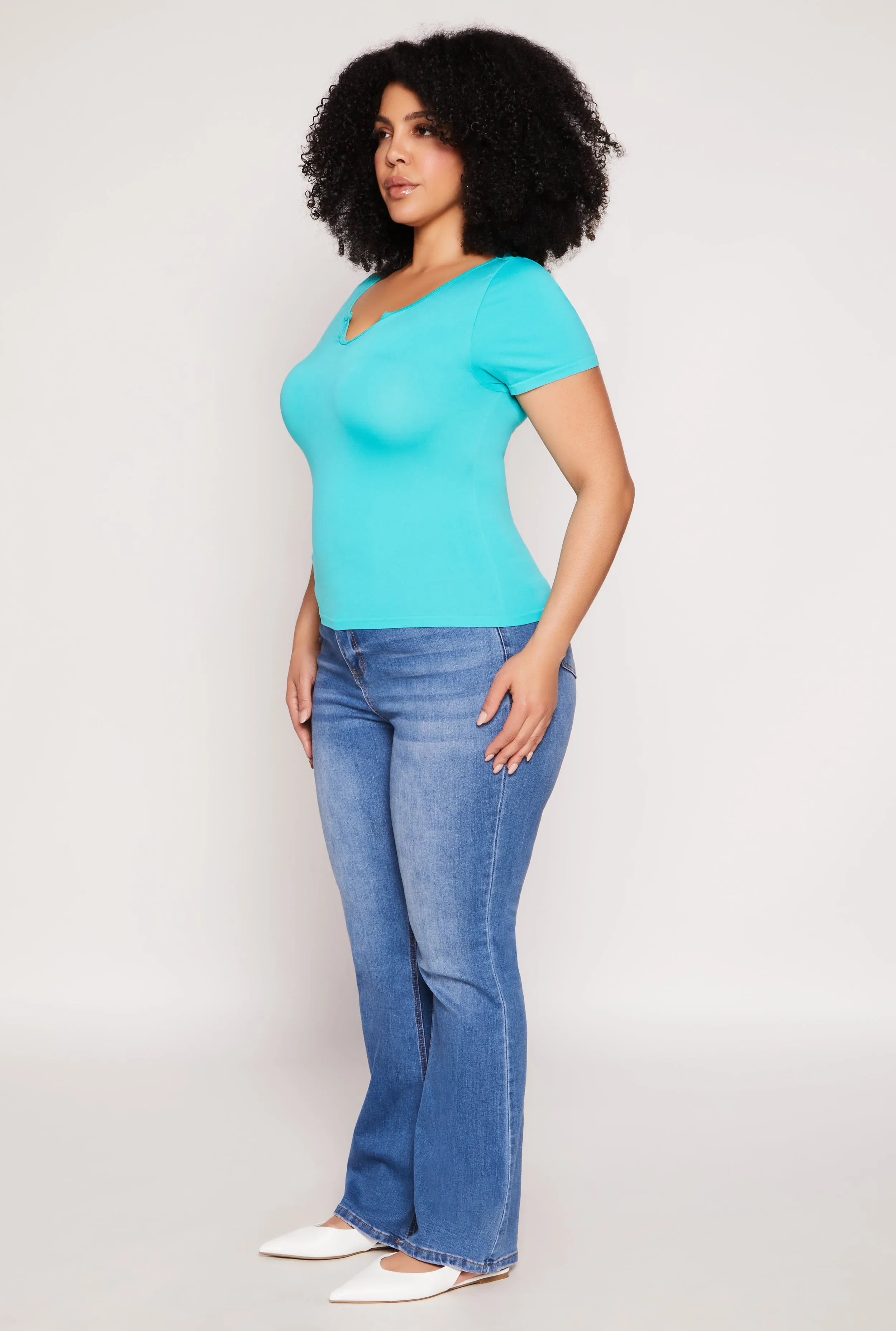 Plus Size Seamless Notch Neck Tee sold by Rainbow product image thumbnail 3