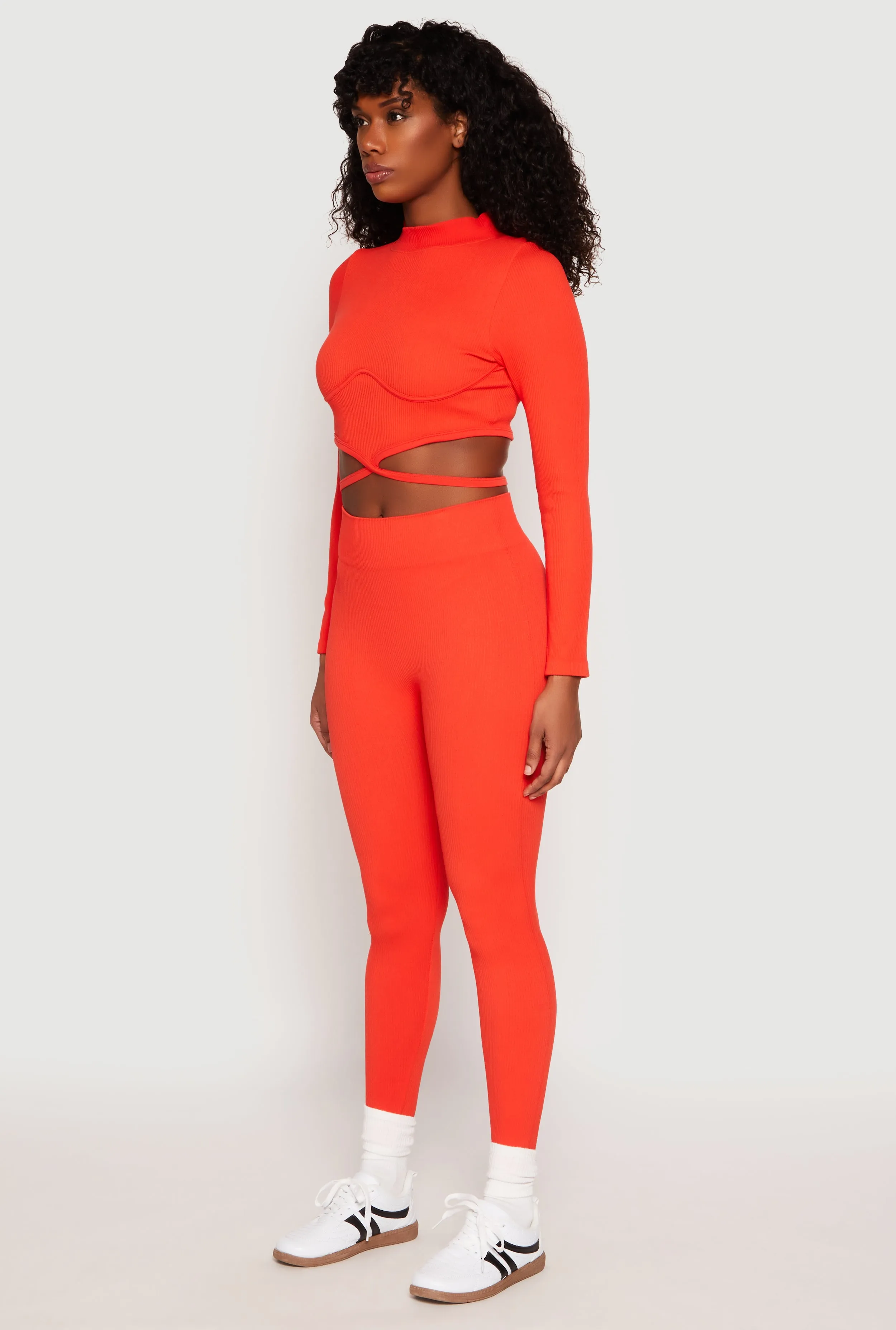 Seamless Long Sleeve Tie Back Crop Top sold by Rainbow product image thumbnail 3
