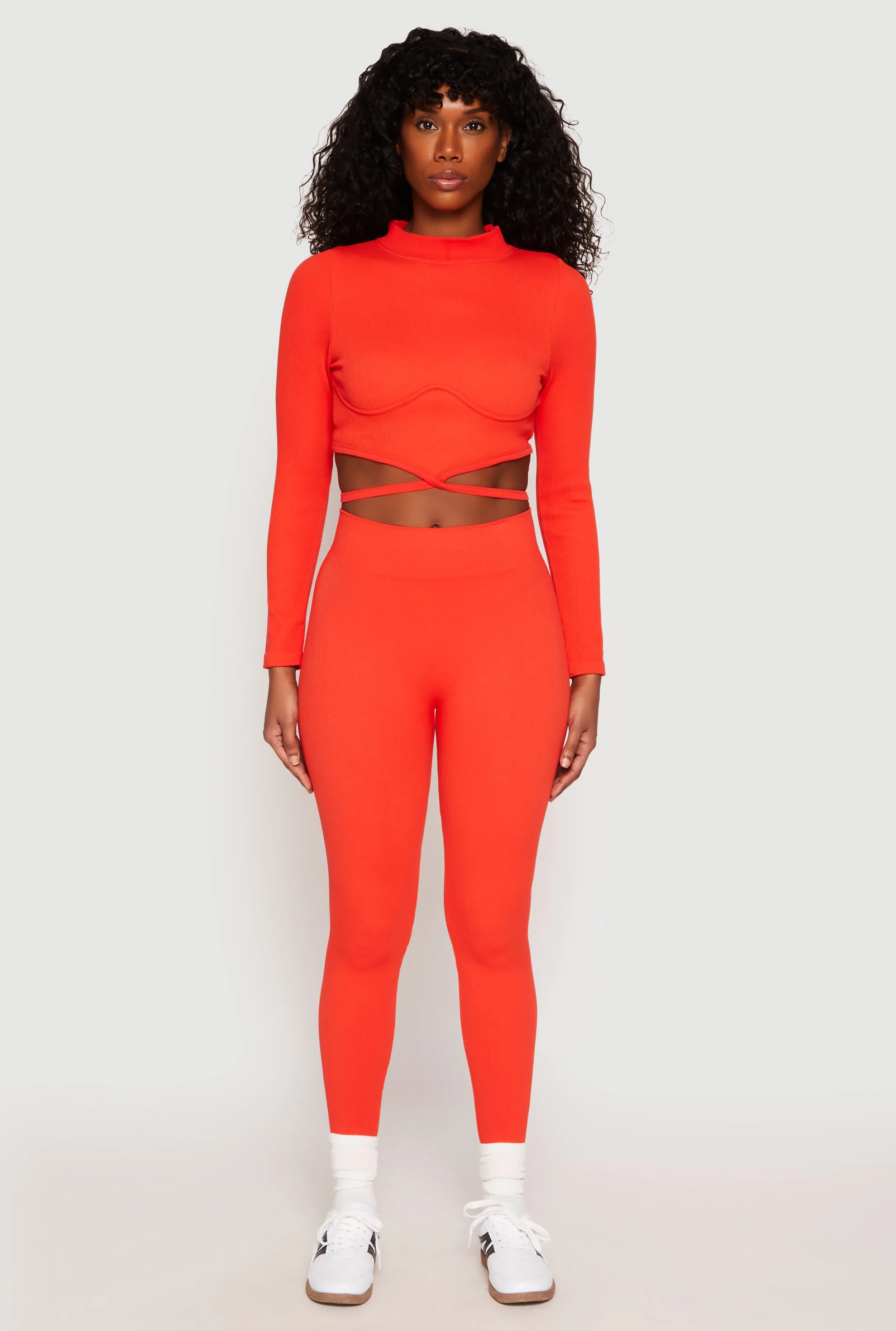 Seamless Long Sleeve Tie Back Crop Top sold by Rainbow product image thumbnail 2