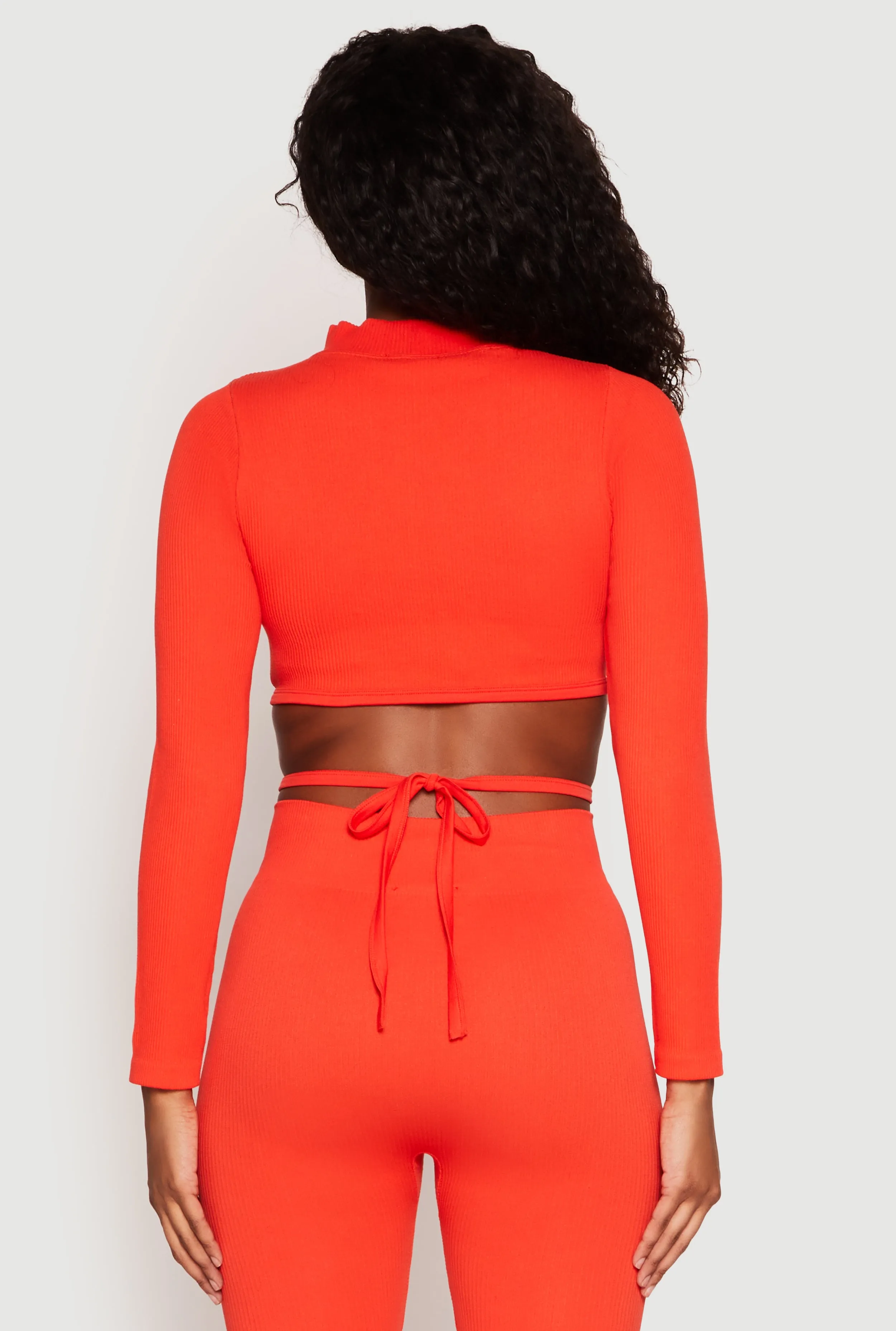 Seamless Long Sleeve Tie Back Crop Top sold by Rainbow product image thumbnail 5