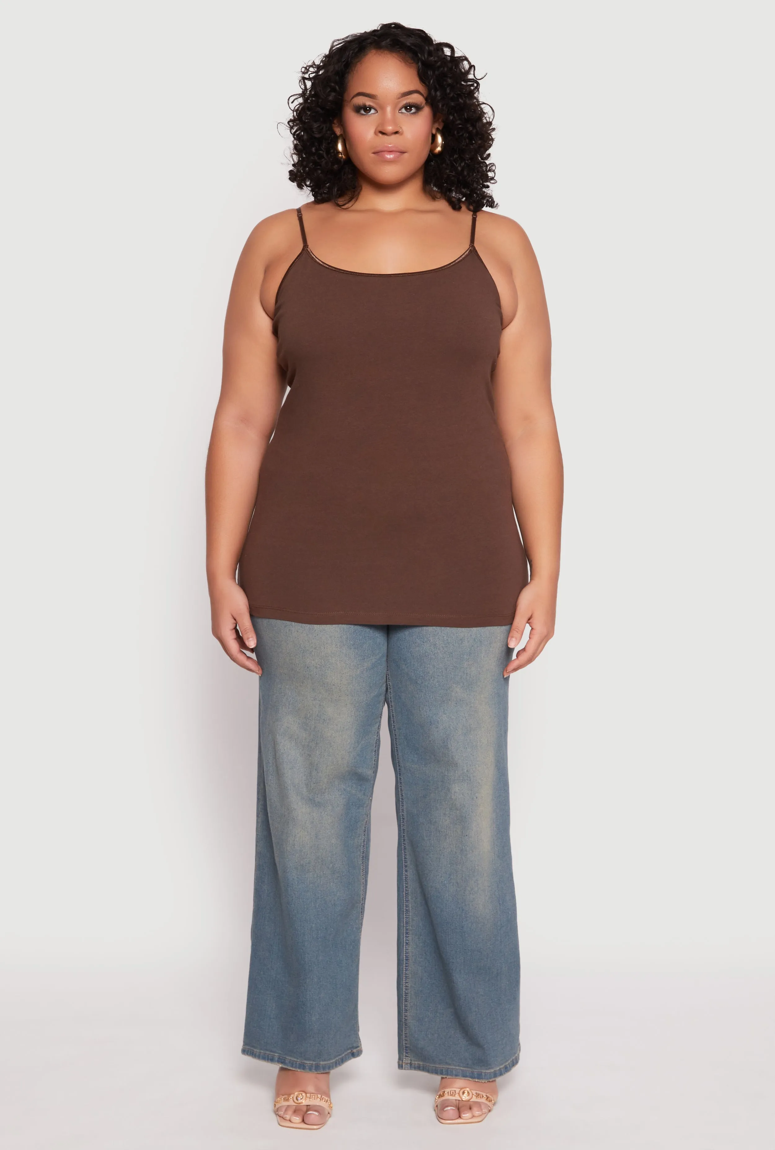 Plus Size Basic Cotton Scoop Neck Cami sold by Rainbow