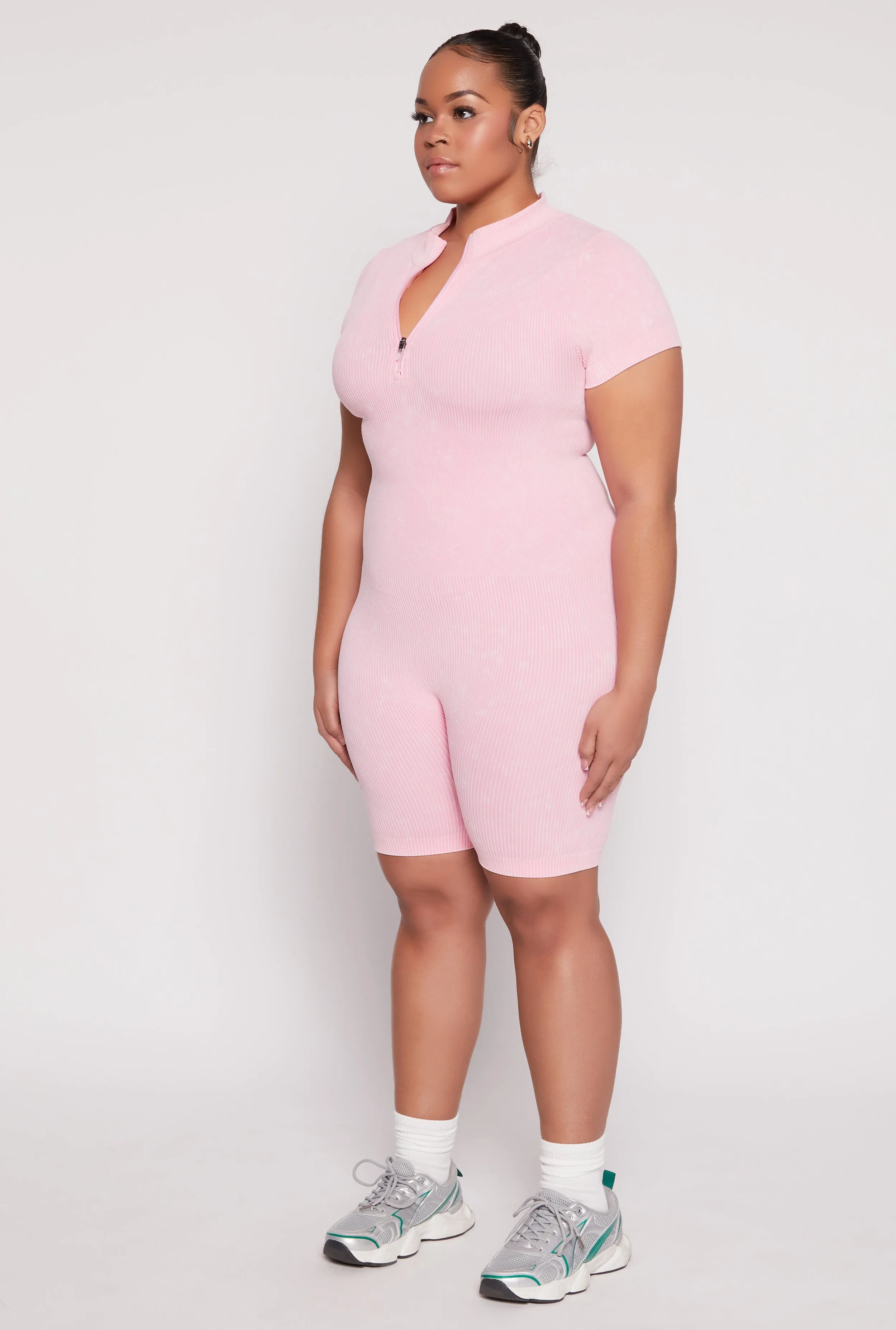 Plus Size Acid Wash Biker Romper sold by Rainbow product image thumbnail 2