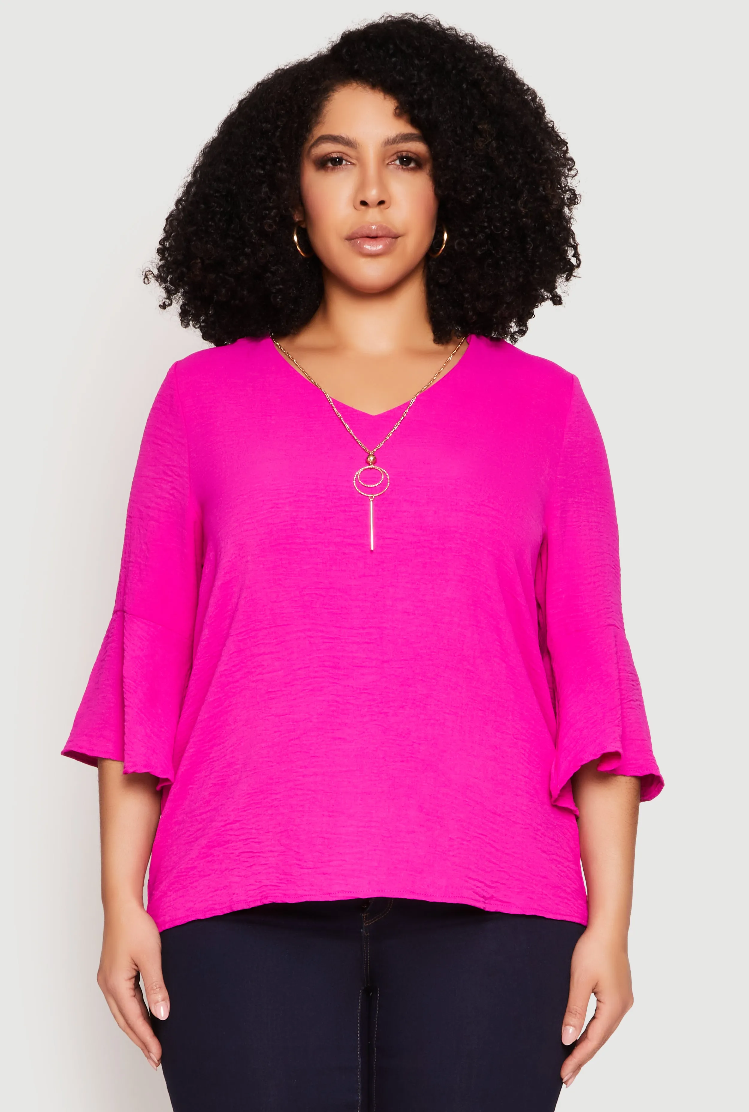 Plus Size Airy Quarter Bell Sleeve Blouse sold by Rainbow product image thumbnail 2