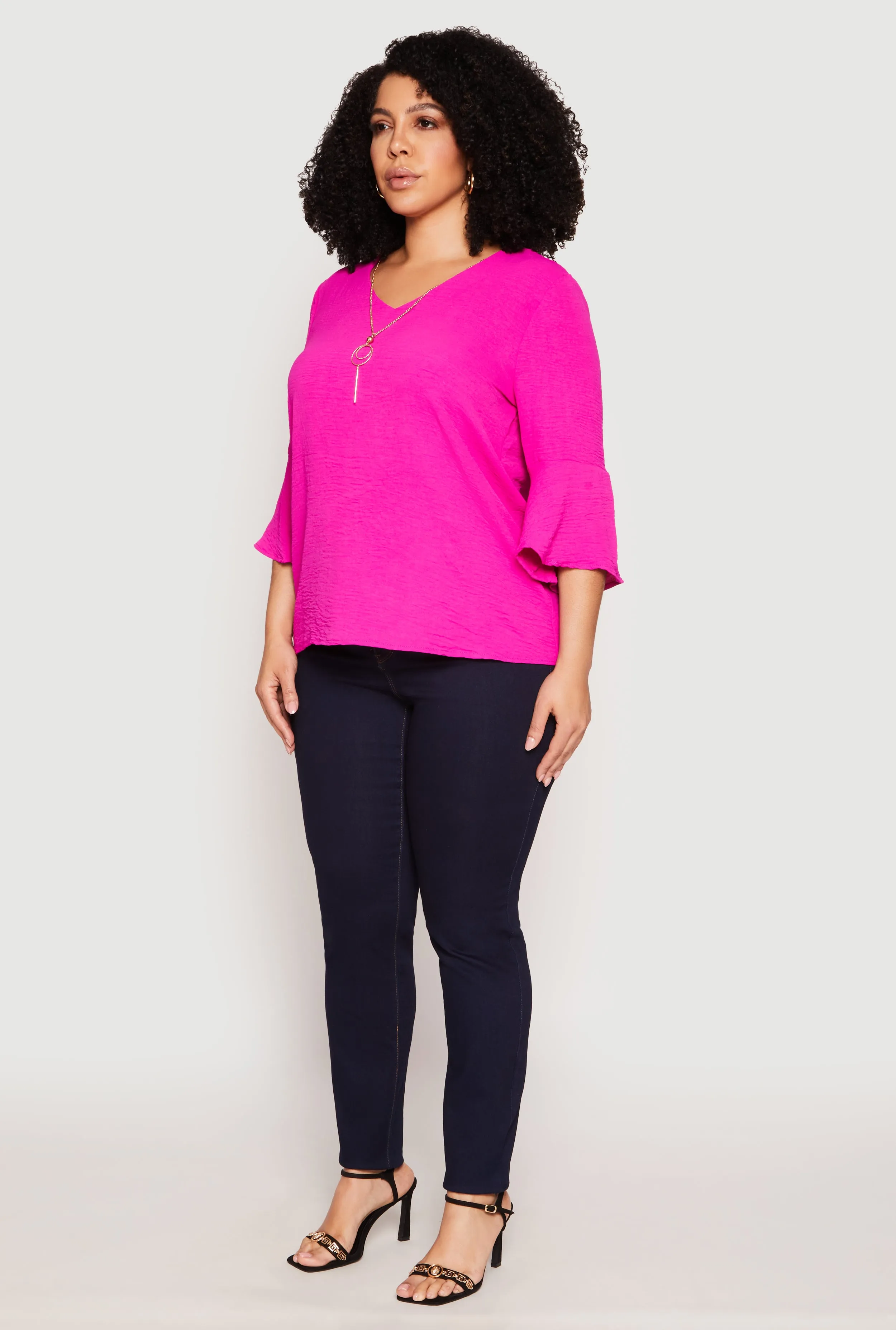 Plus Size Airy Quarter Bell Sleeve Blouse sold by Rainbow product image thumbnail 3