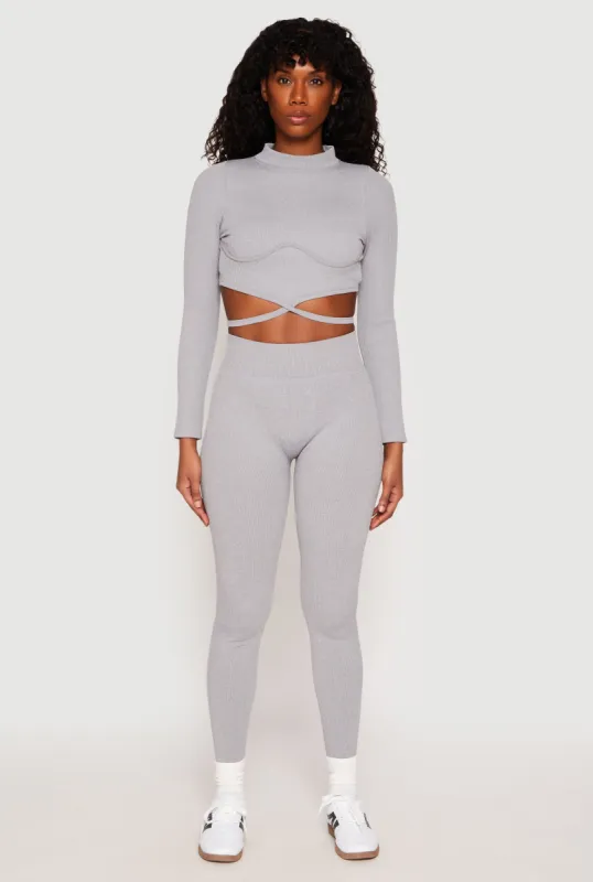 Seamless High Waisted Rib Knit Leggings sold by Rainbow