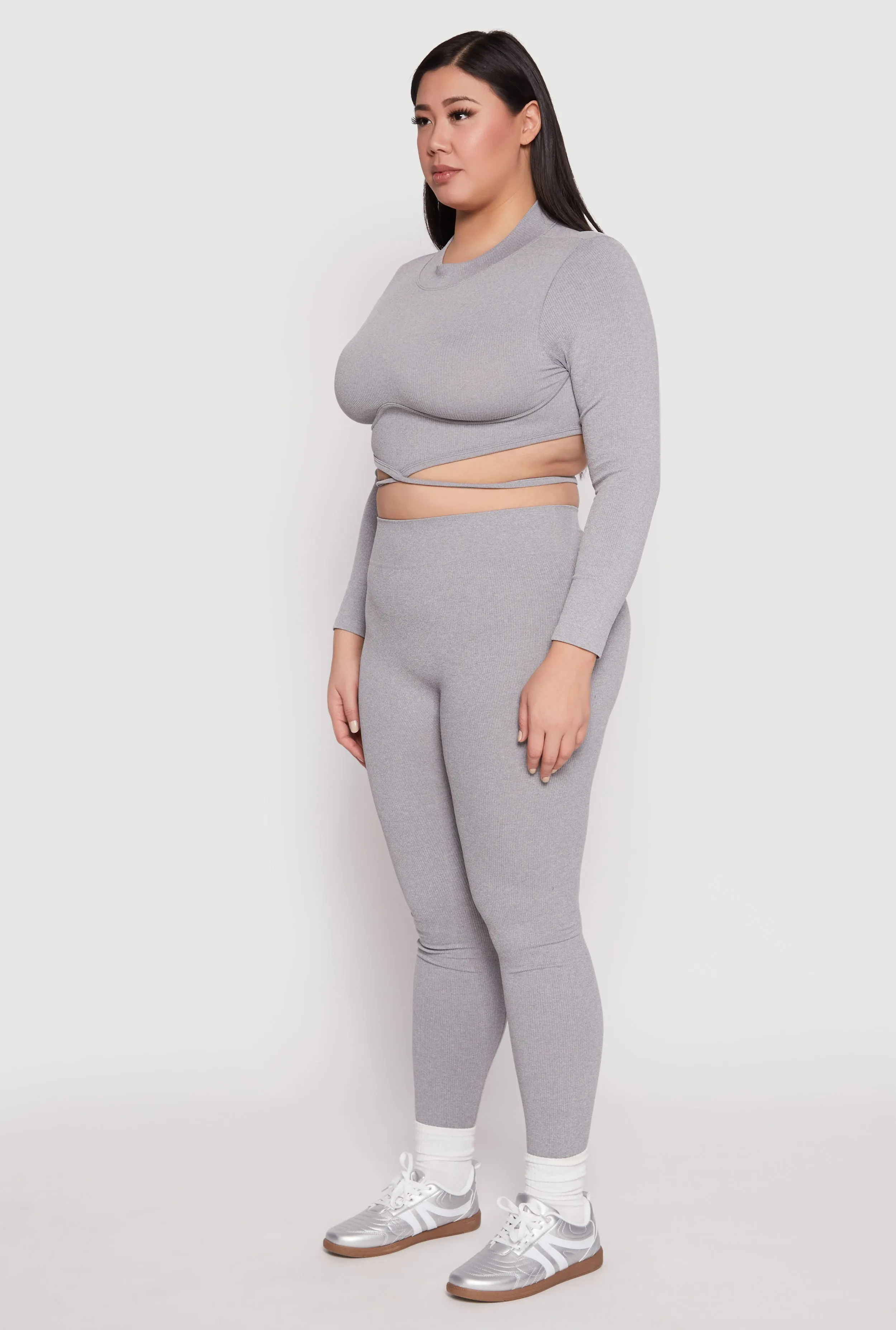 Plus Size Seamless Rib Knit Tie Back Top sold by Rainbow product image thumbnail 3