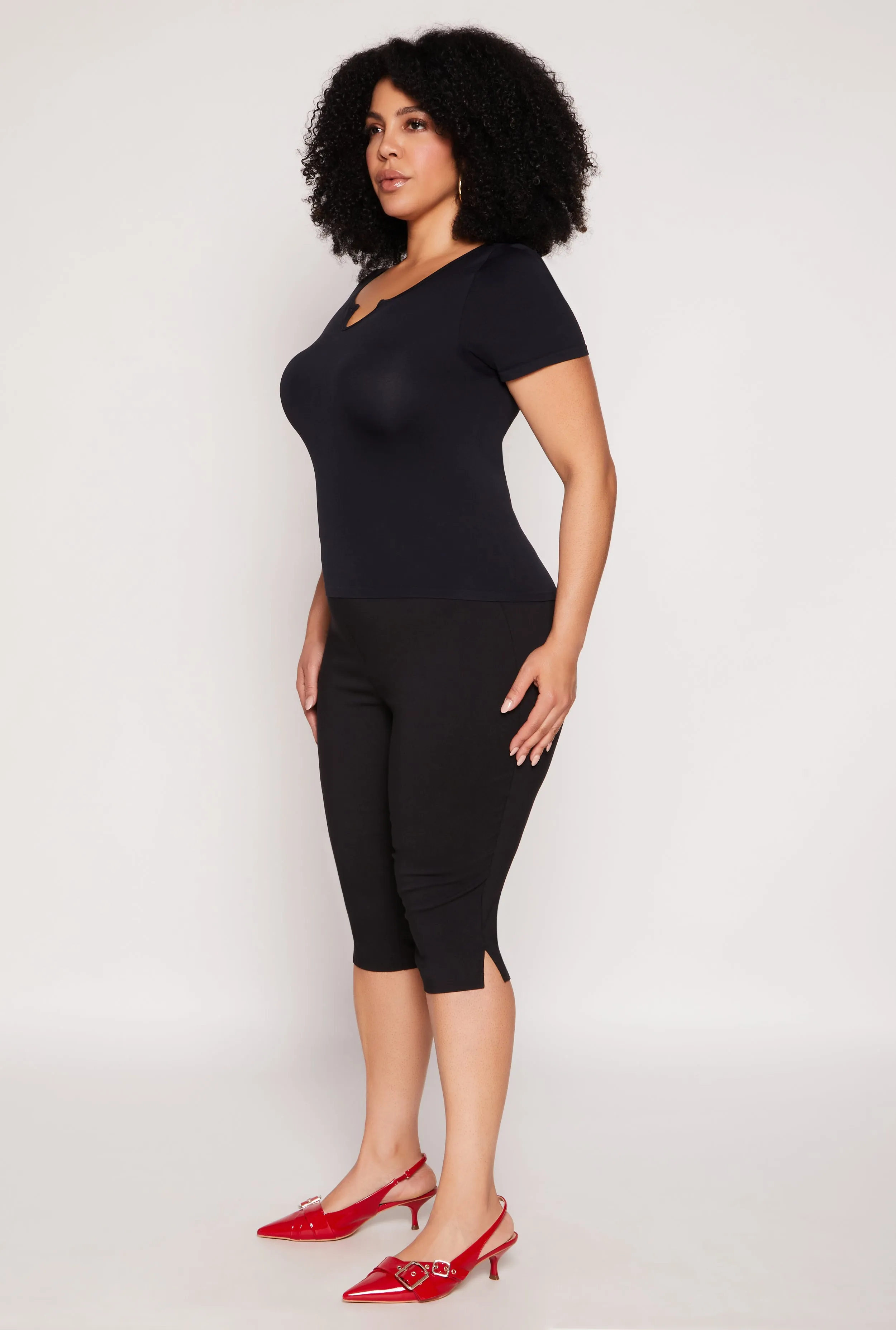 Plus Size Seamless Notch Neck Tee sold by Rainbow product image thumbnail 3