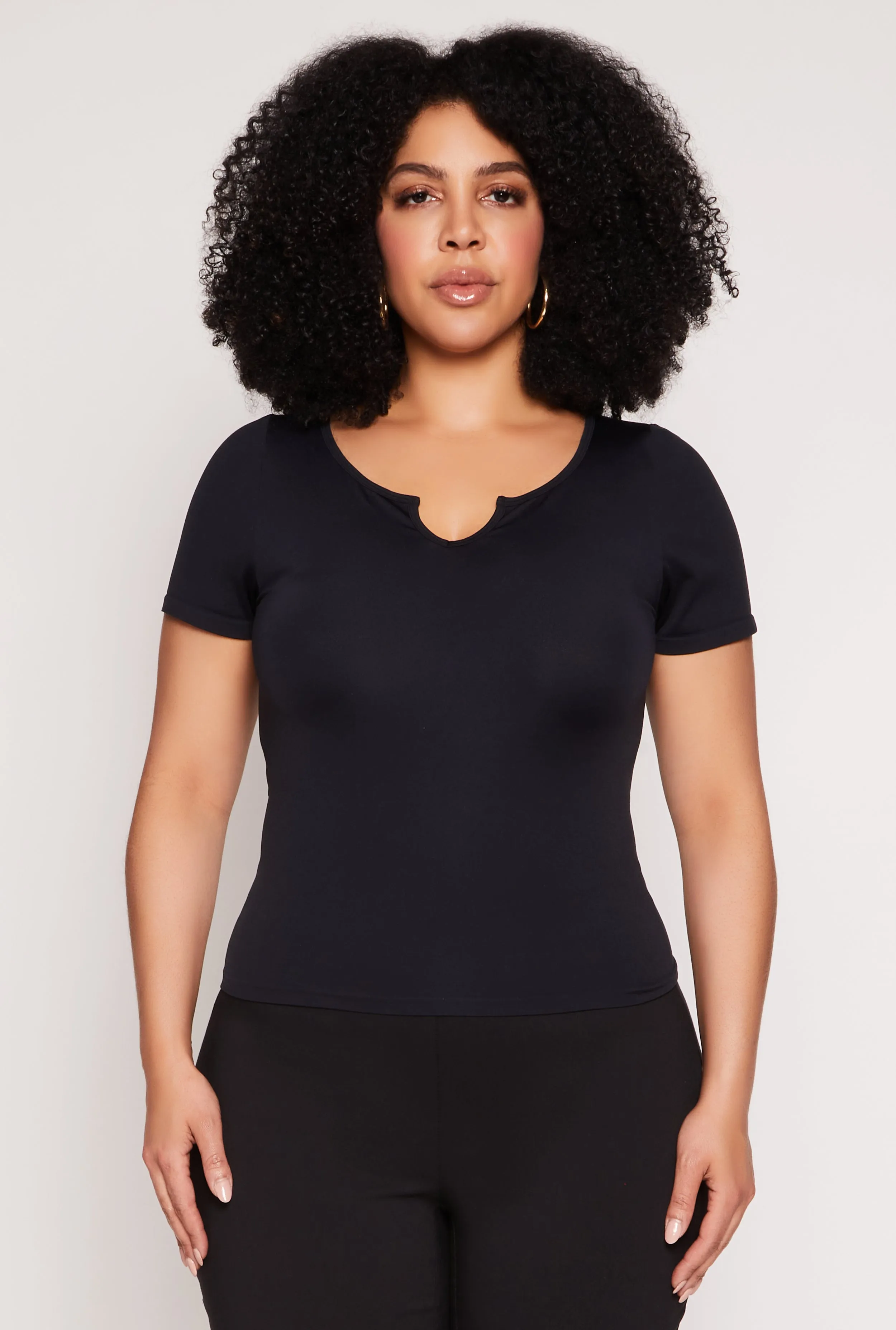 Plus Size Seamless Notch Neck Tee sold by Rainbow product image thumbnail 2