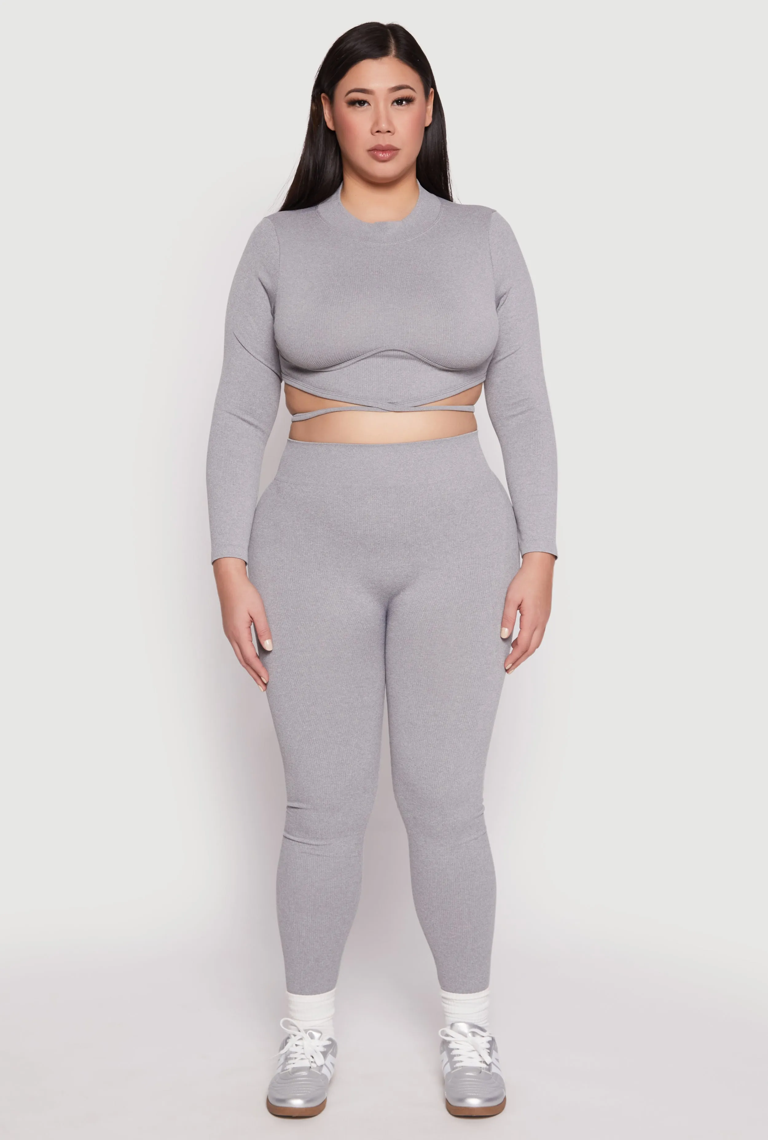 Plus Size Seamless Rib Knit High Waist Leggings sold by Rainbow