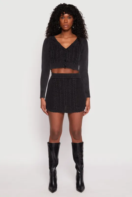 Cable Knit High Waisted Mini Skirt sold by Rainbow