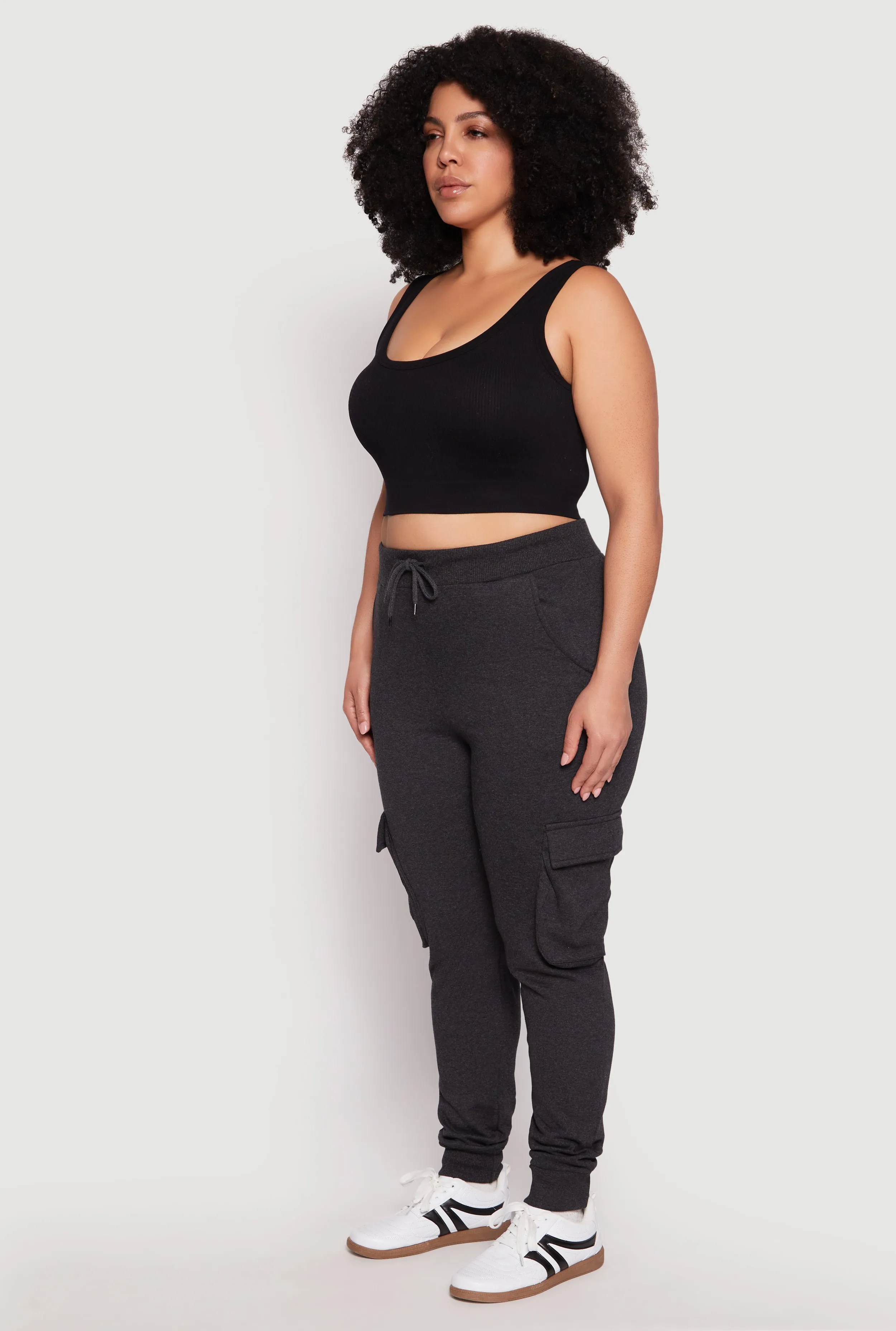 Plus Size Cargo Pocket High Waisted Joggers sold by Rainbow product image thumbnail 2