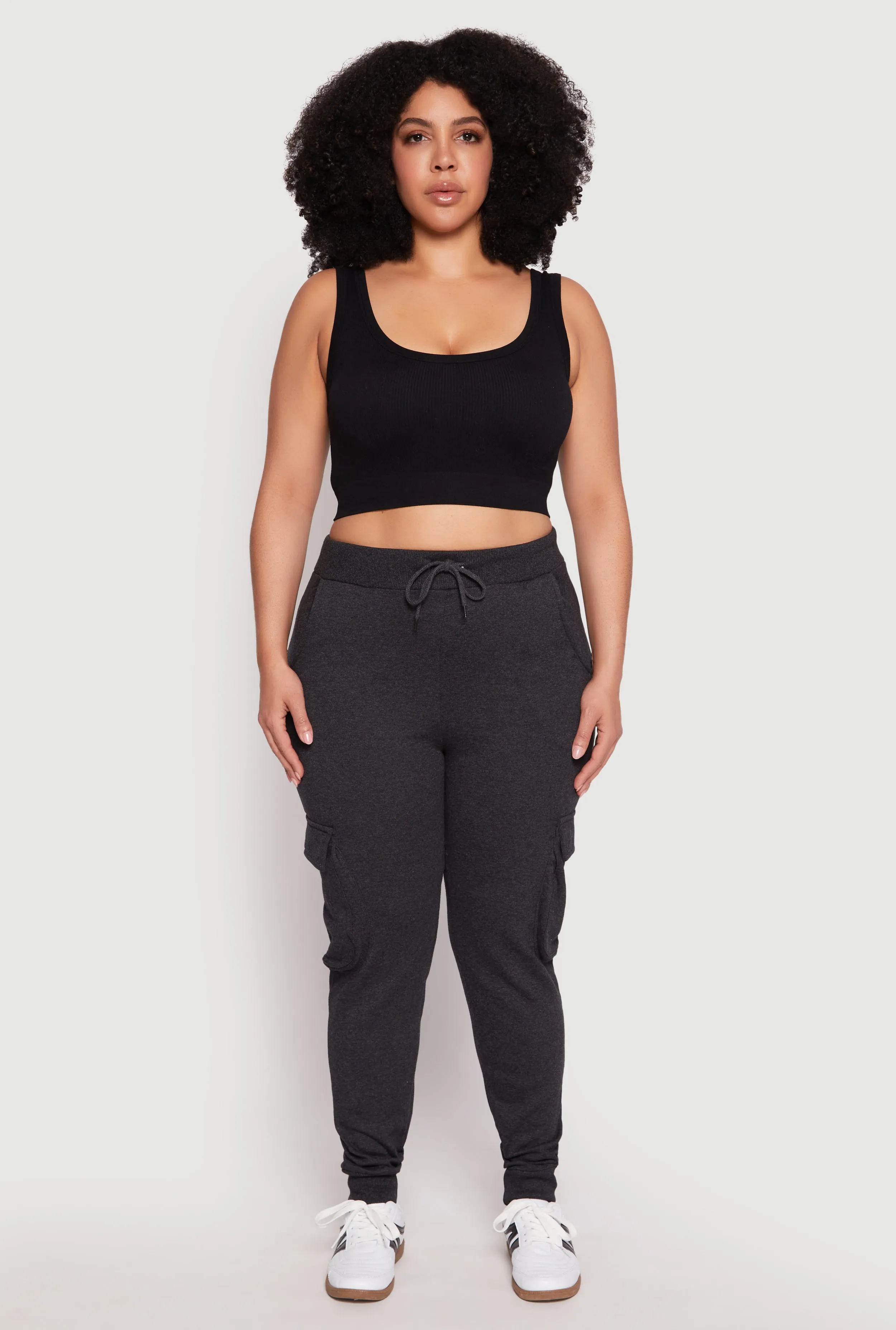 Plus Size Cargo Pocket High Waisted Joggers sold by Rainbow