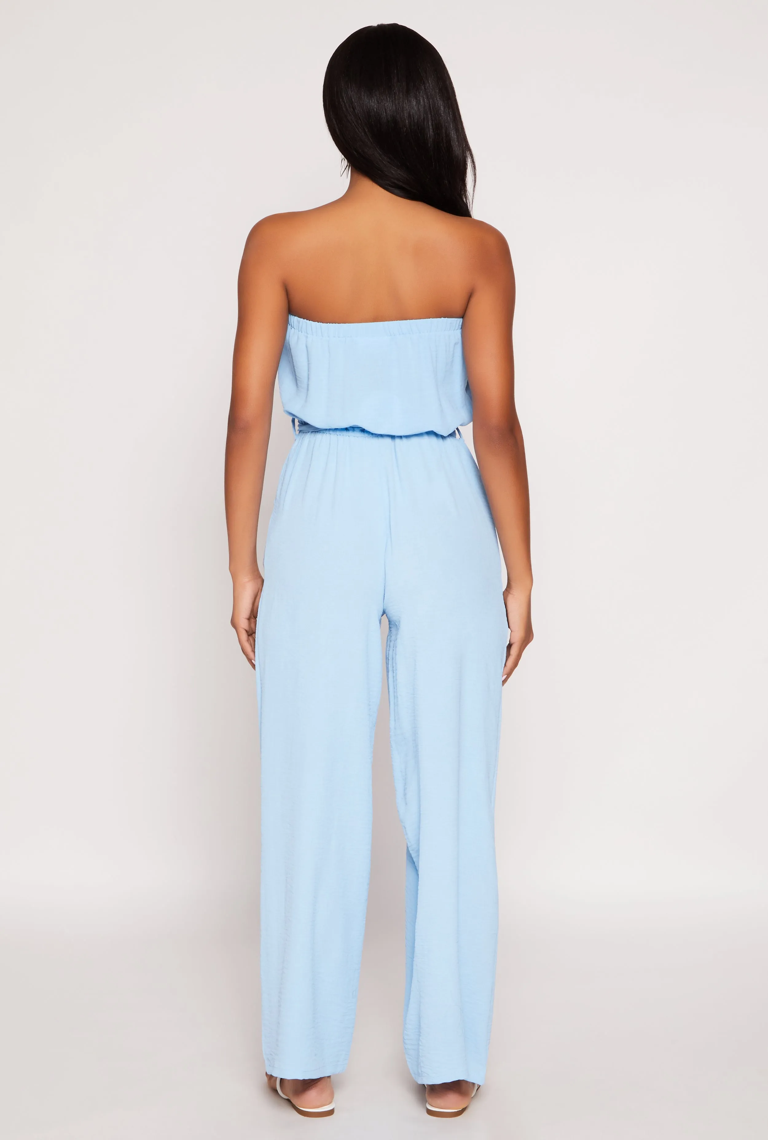 Crepe Knit Tie Waist Strapless Jumpsuit sold by Rainbow product image thumbnail 3