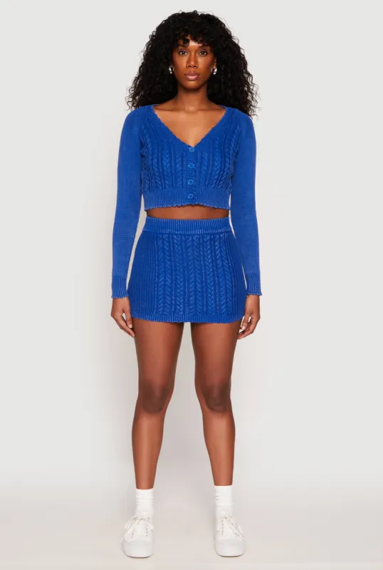 Cable Knit High Waisted Mini Skirt sold by Rainbow