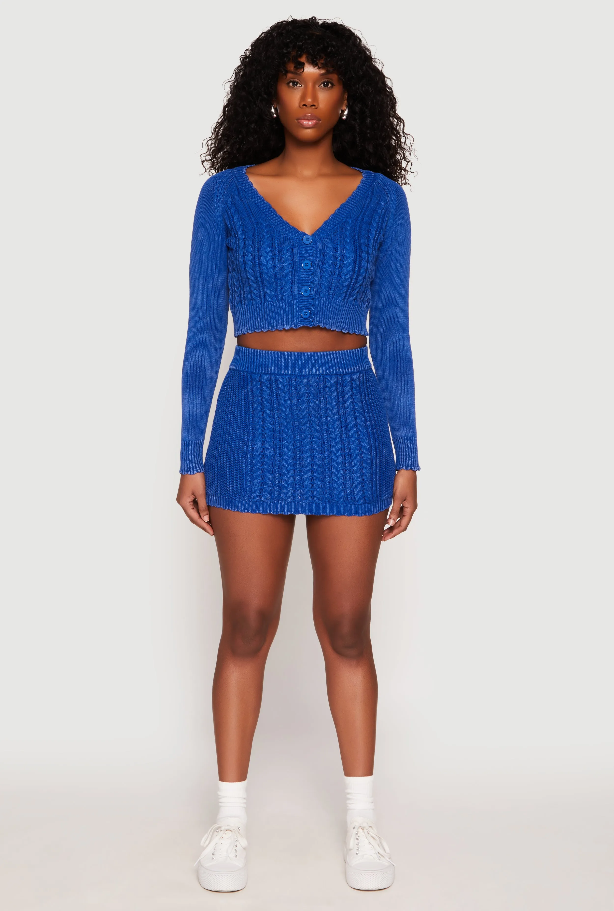 Cable Knit Button Front Cropped Cardigan sold by Rainbow product image thumbnail 2