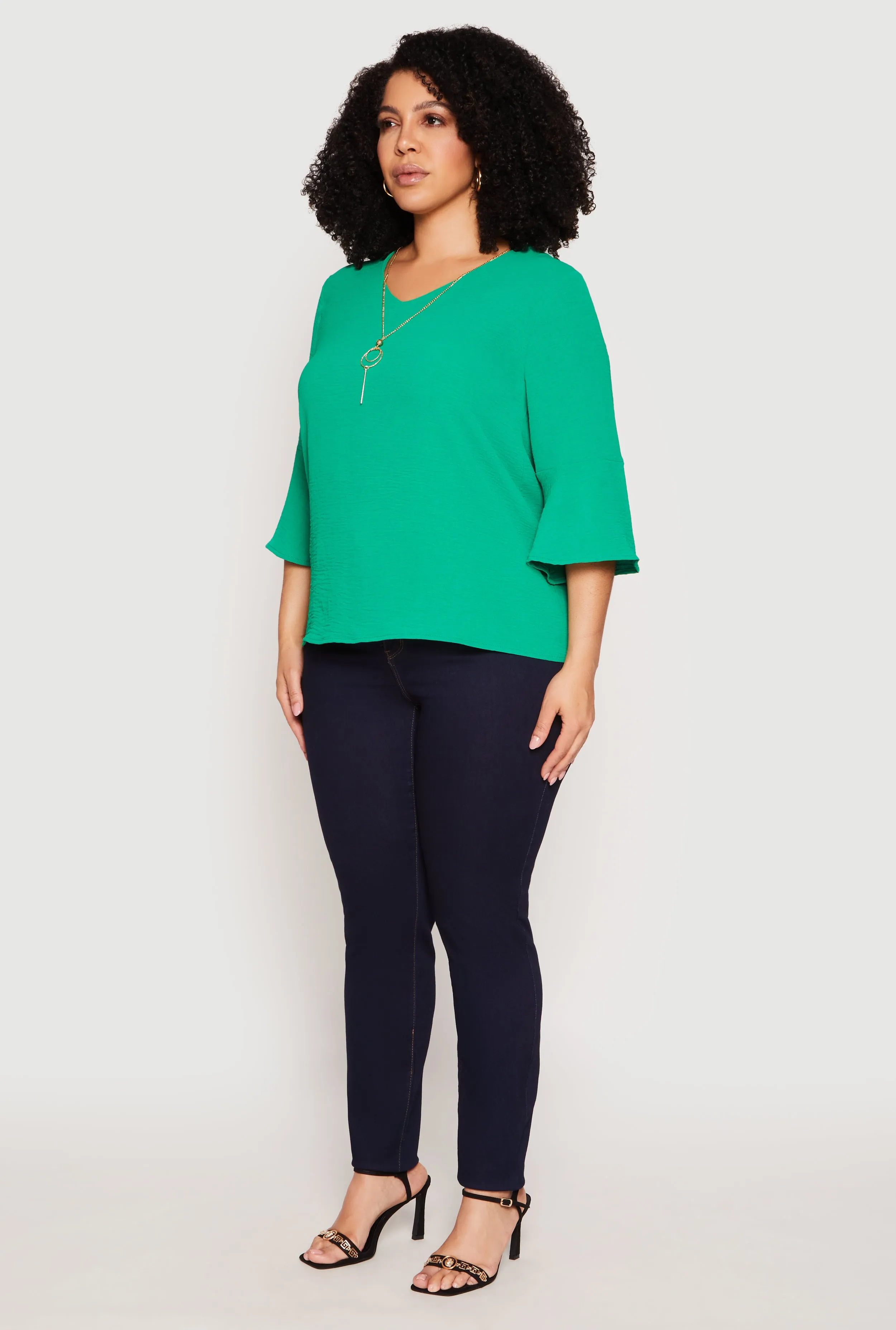 Plus Size Airy Quarter Bell Sleeve Blouse sold by Rainbow product image thumbnail 3