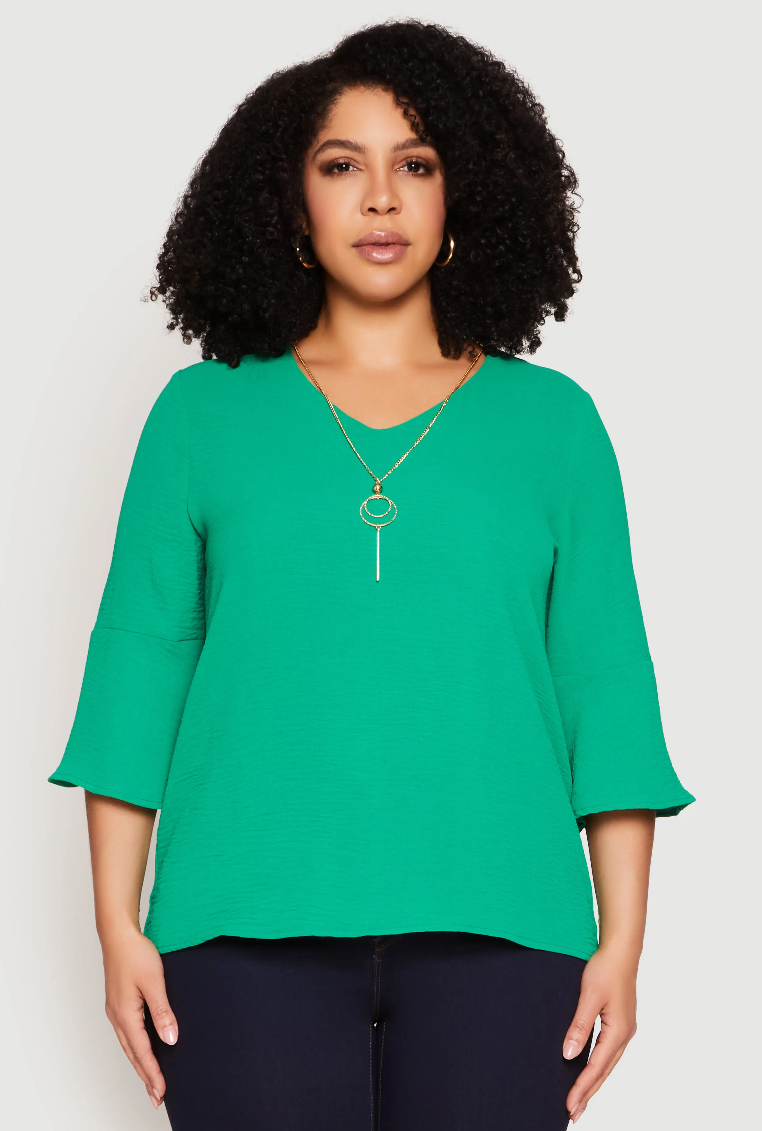 Plus Size Airy Quarter Bell Sleeve Blouse sold by Rainbow product image thumbnail 2