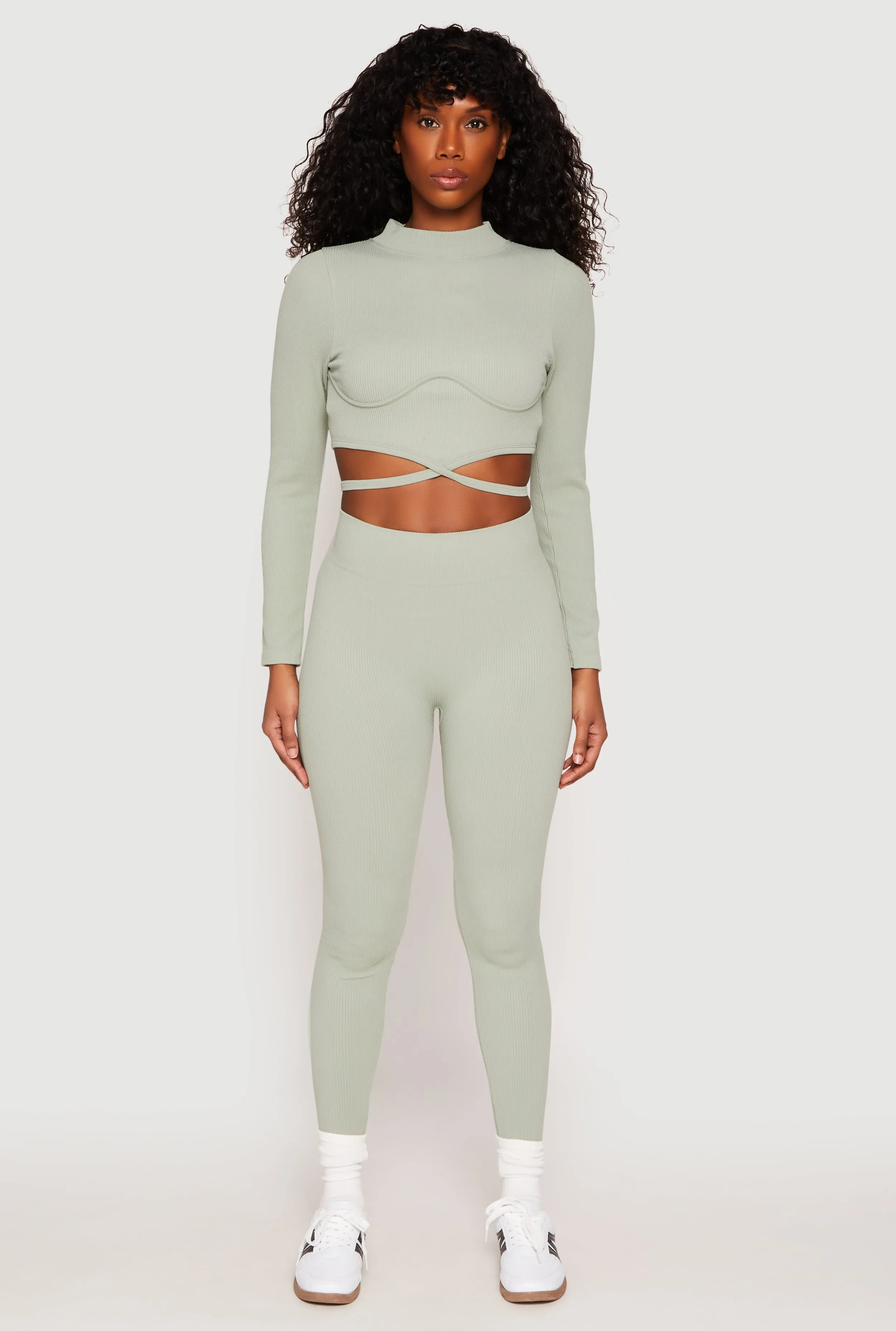 Seamless High Waisted Rib Knit Leggings sold by Rainbow