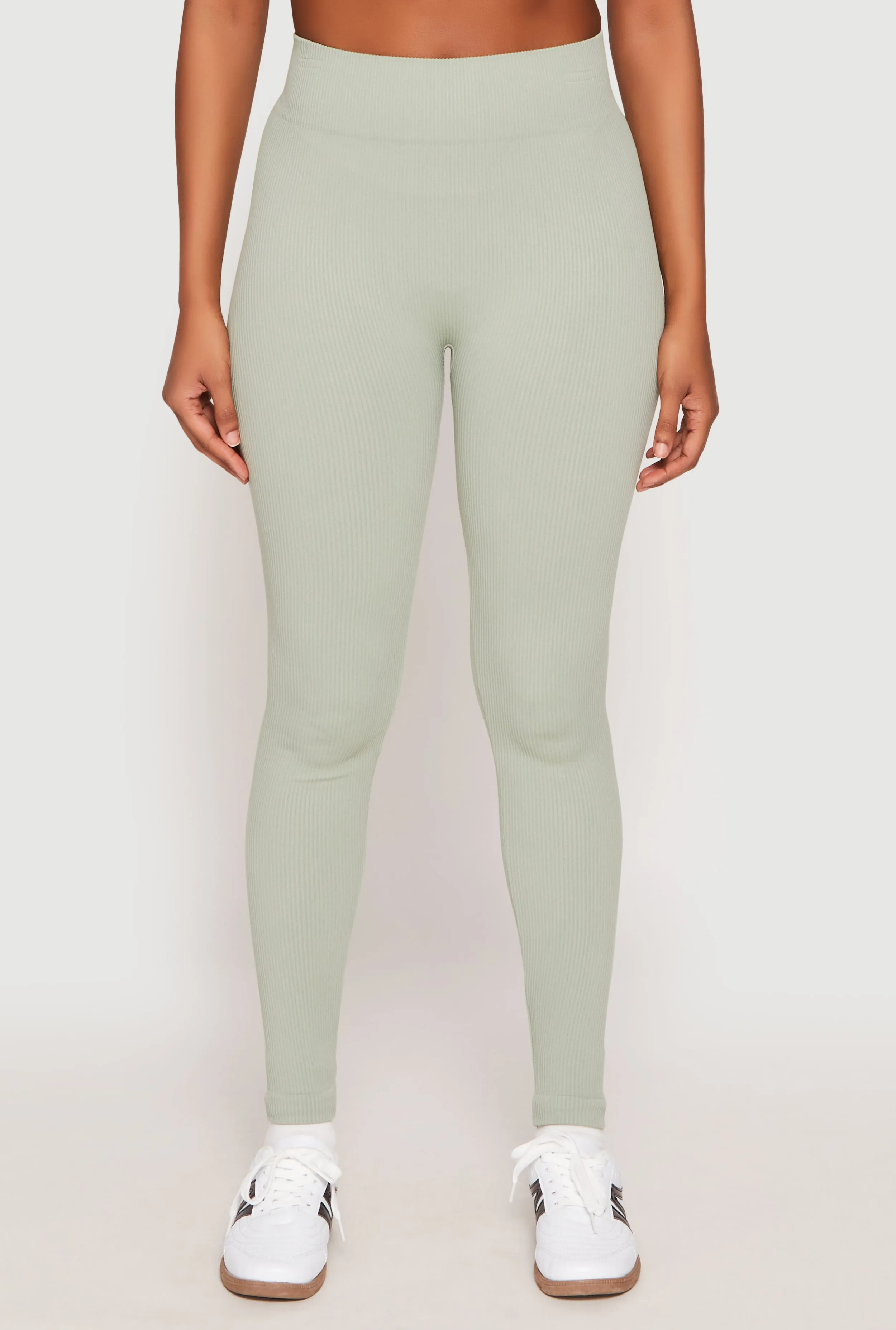 Seamless High Waisted Rib Knit Leggings sold by Rainbow product image thumbnail 2