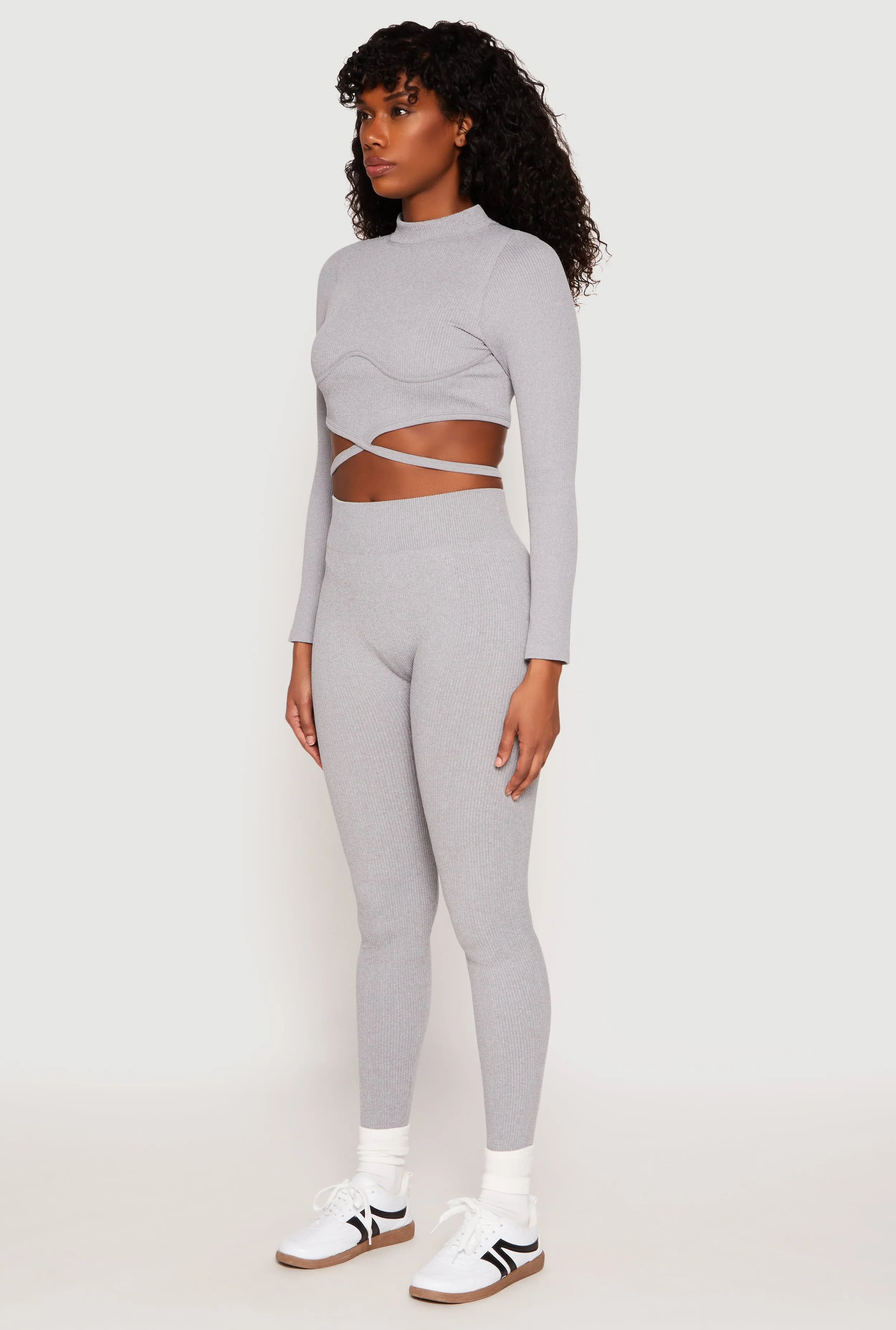 Seamless Long Sleeve Tie Back Crop Top sold by Rainbow product image thumbnail 3