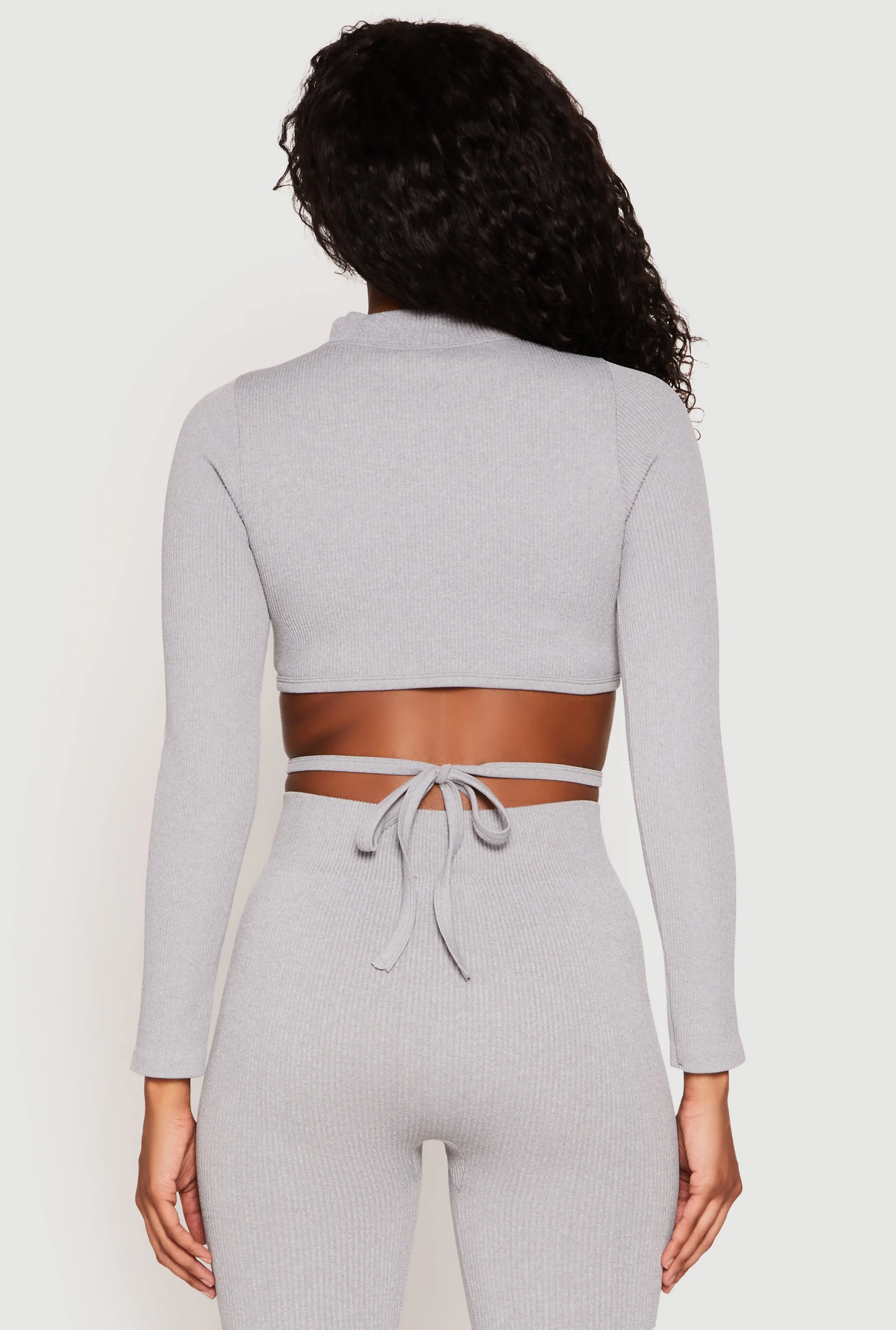 Seamless Long Sleeve Tie Back Crop Top sold by Rainbow product image thumbnail 5