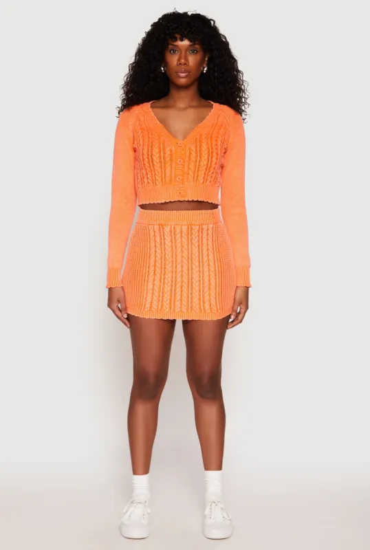 Cable Knit High Waisted Mini Skirt sold by Rainbow