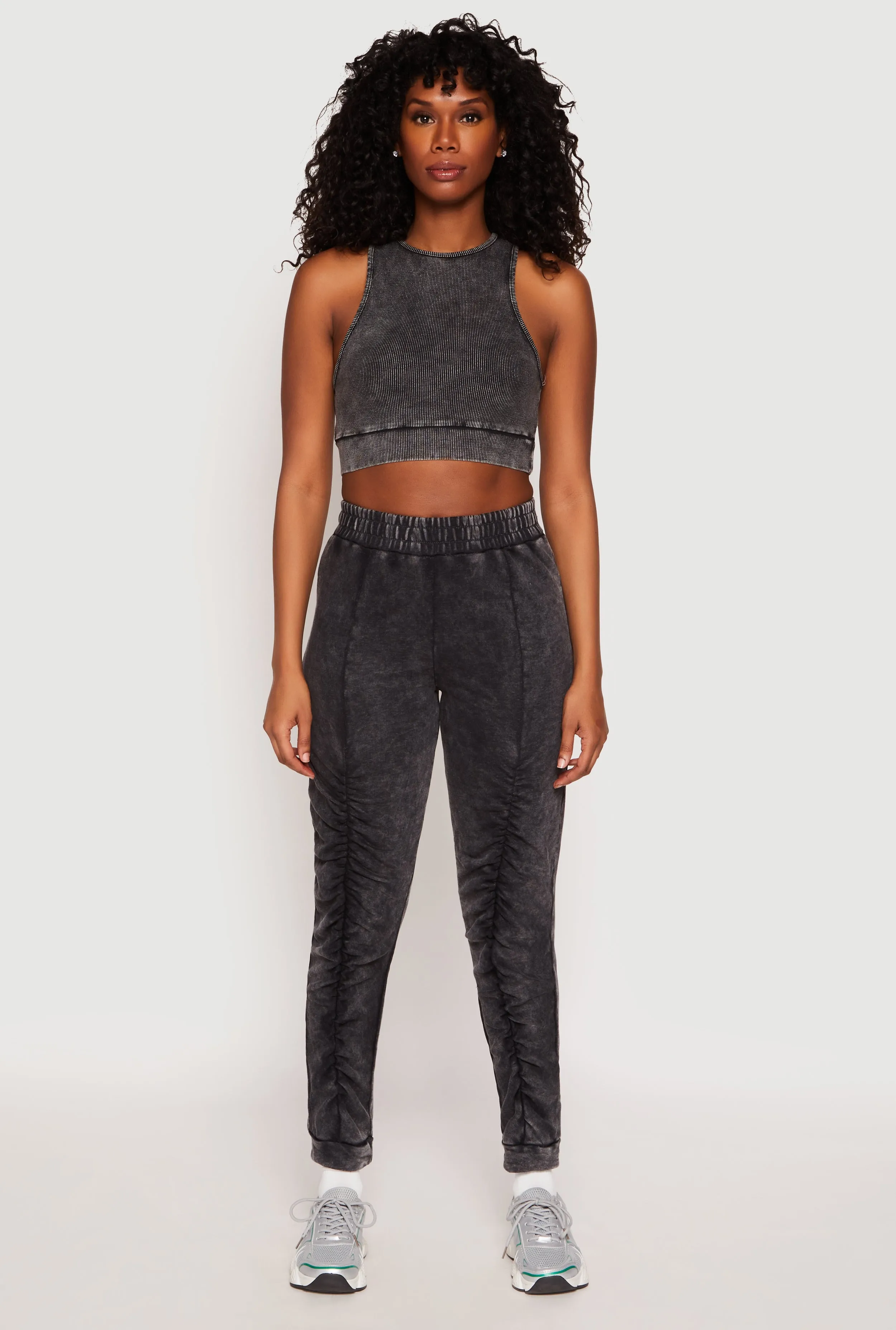 French Terry Acid Wash Stacked Joggers sold by Rainbow