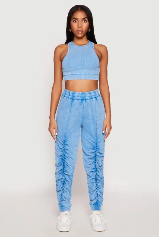 French Terry Acid Wash Stacked Joggers sold by Rainbow