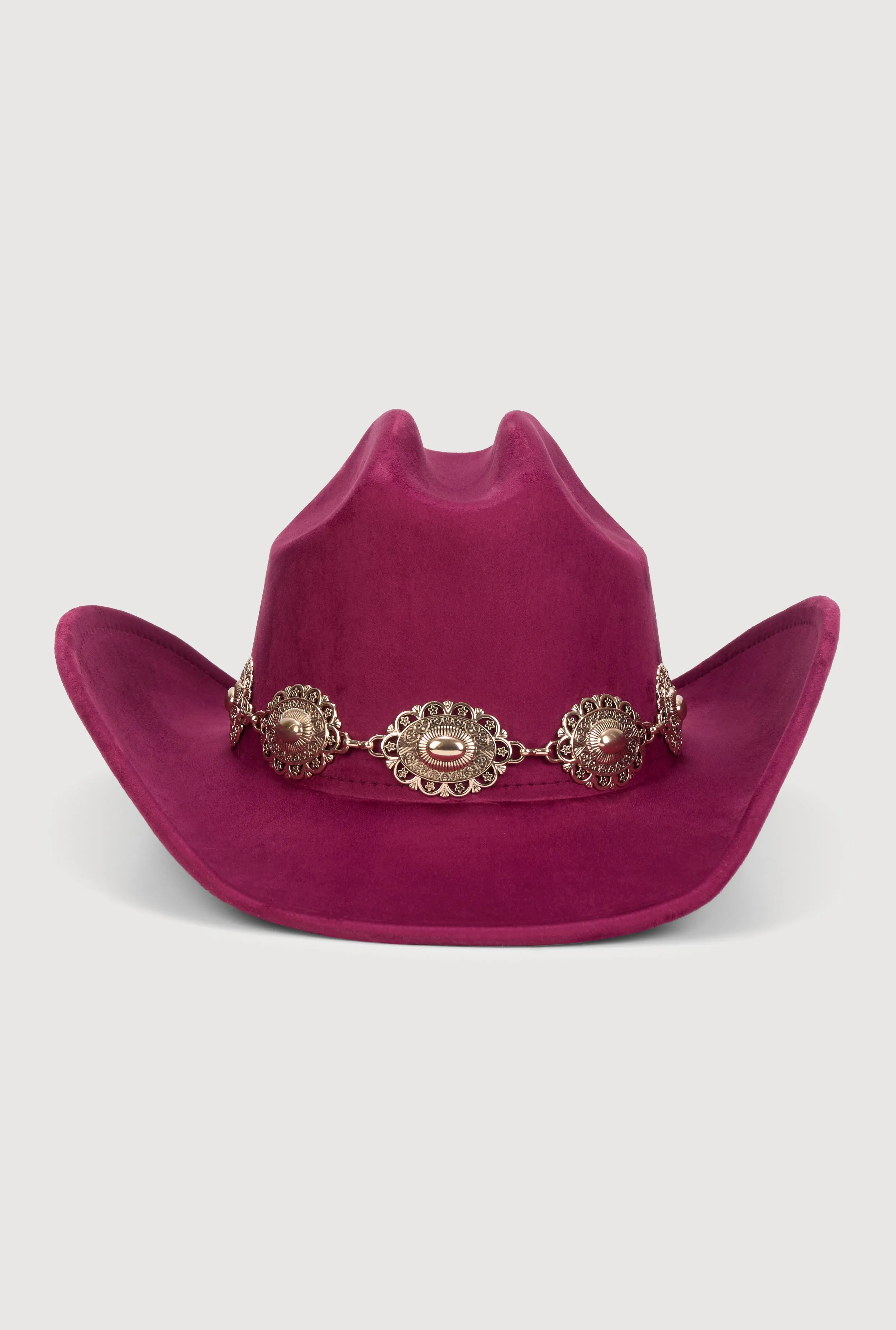 Faux Suede Concho Chain Detail Cowboy Hat sold by Rainbow product image thumbnail 3