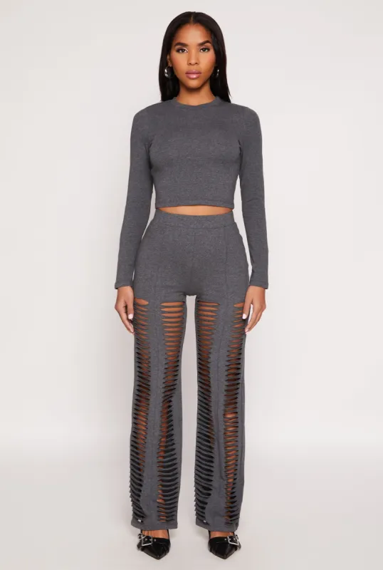 Laser Cut High Waisted Pintuck Pants sold by Rainbow