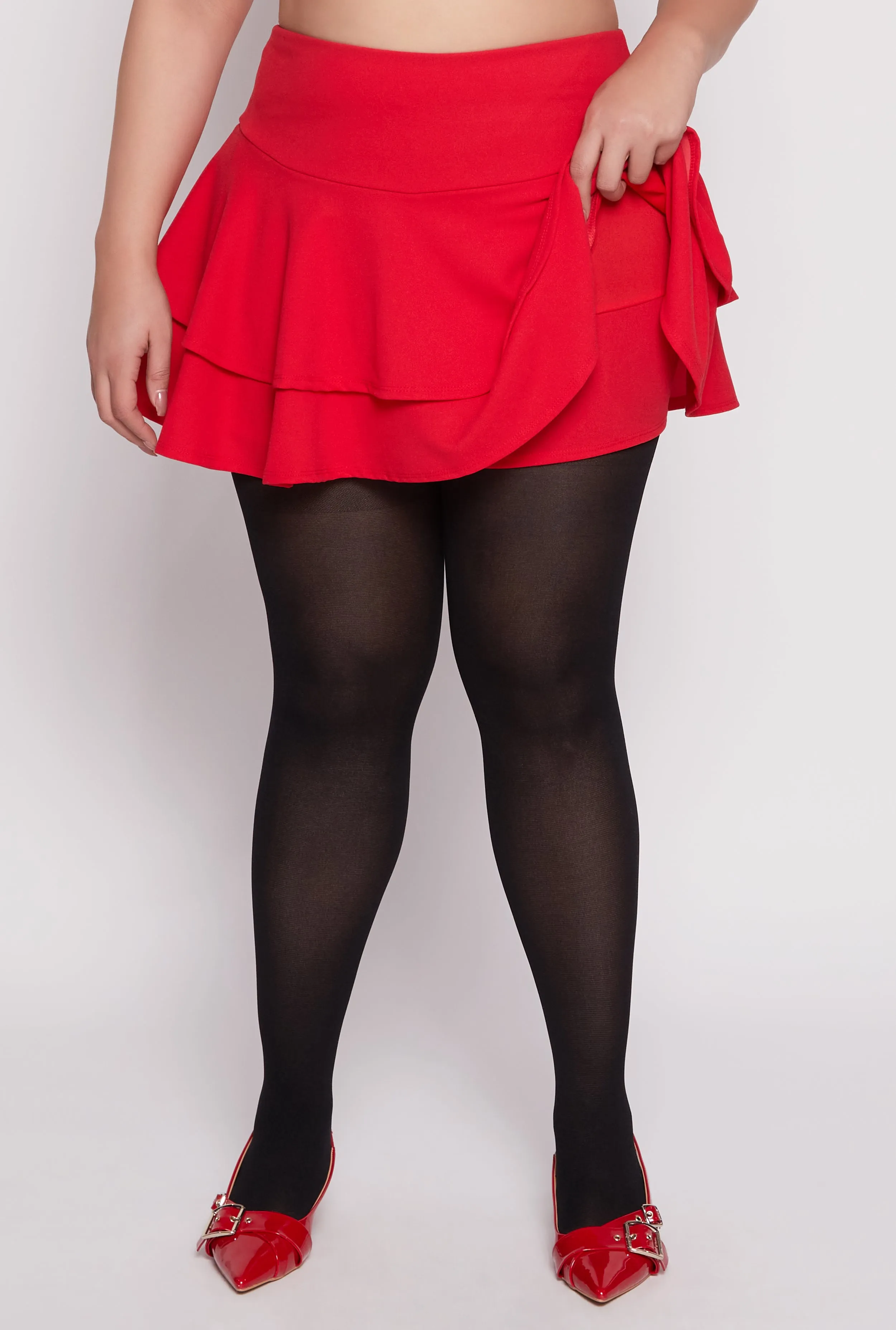 Plus Size High Waist Tiered Skort sold by Rainbow product image thumbnail 3