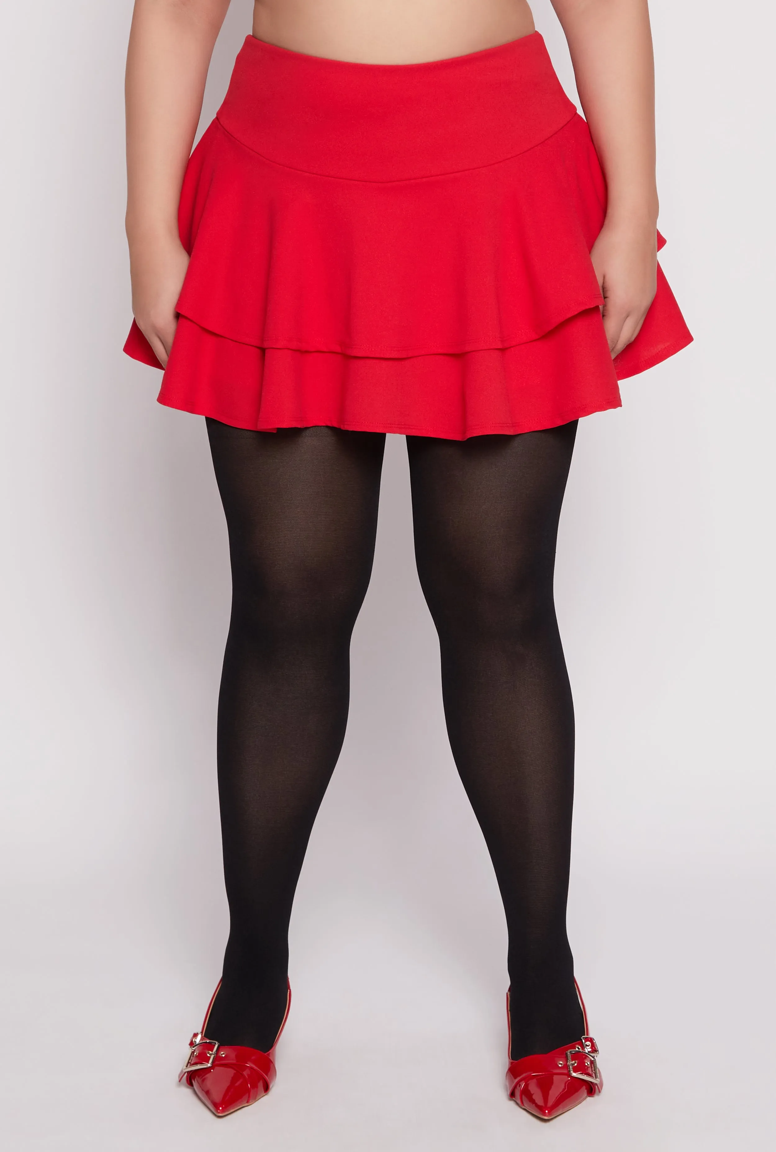 Plus Size High Waist Tiered Skort sold by Rainbow product image thumbnail 2