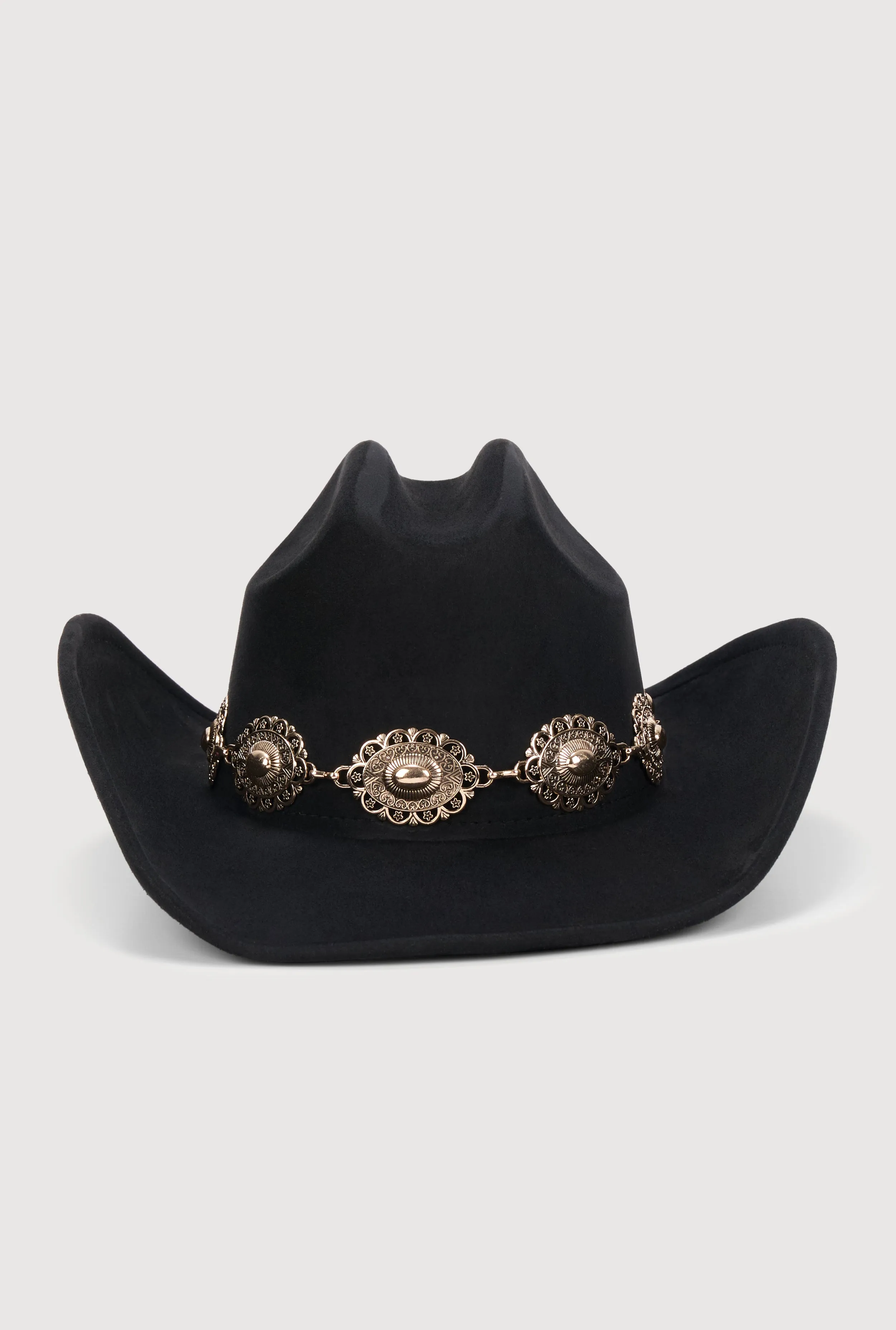 Faux Suede Concho Chain Detail Cowboy Hat sold by Rainbow product image thumbnail 3