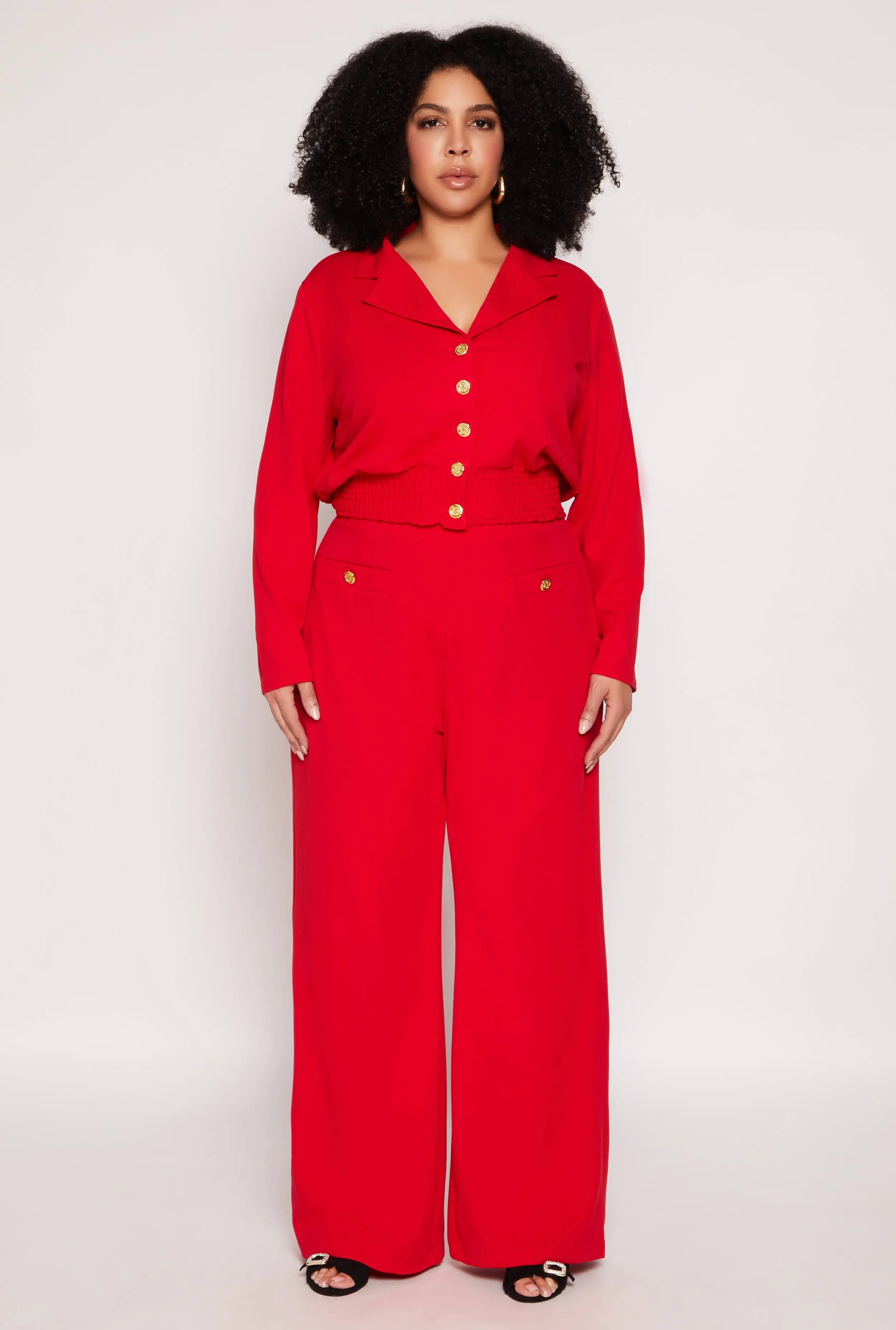 Plus Size Button Front Smocked Blouse sold by Rainbow product image thumbnail 2