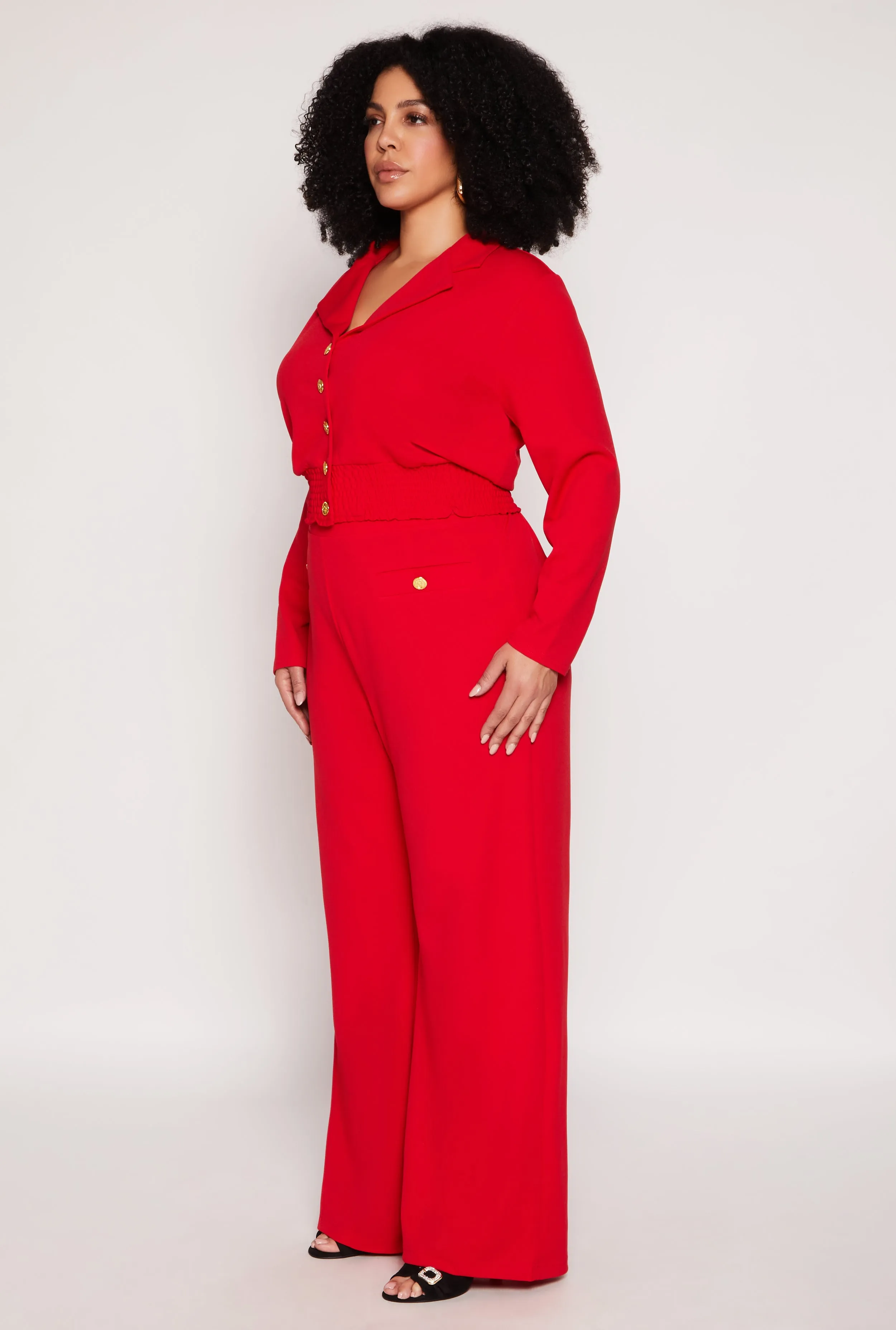 Plus Size Button Front Smocked Blouse sold by Rainbow product image thumbnail 3