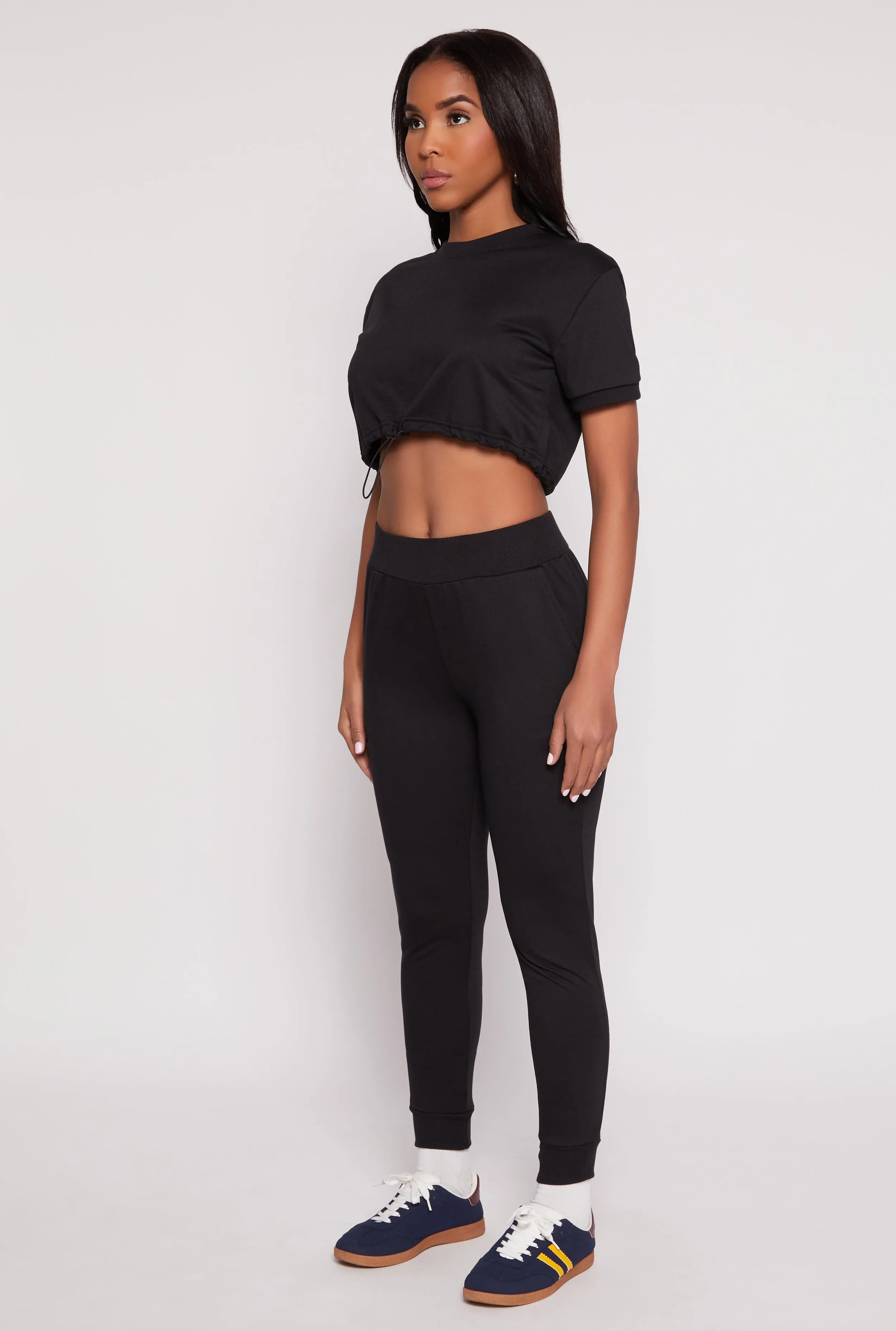 French Terry Toggle Drawstring Hem Crop Top sold by Rainbow product image thumbnail 3