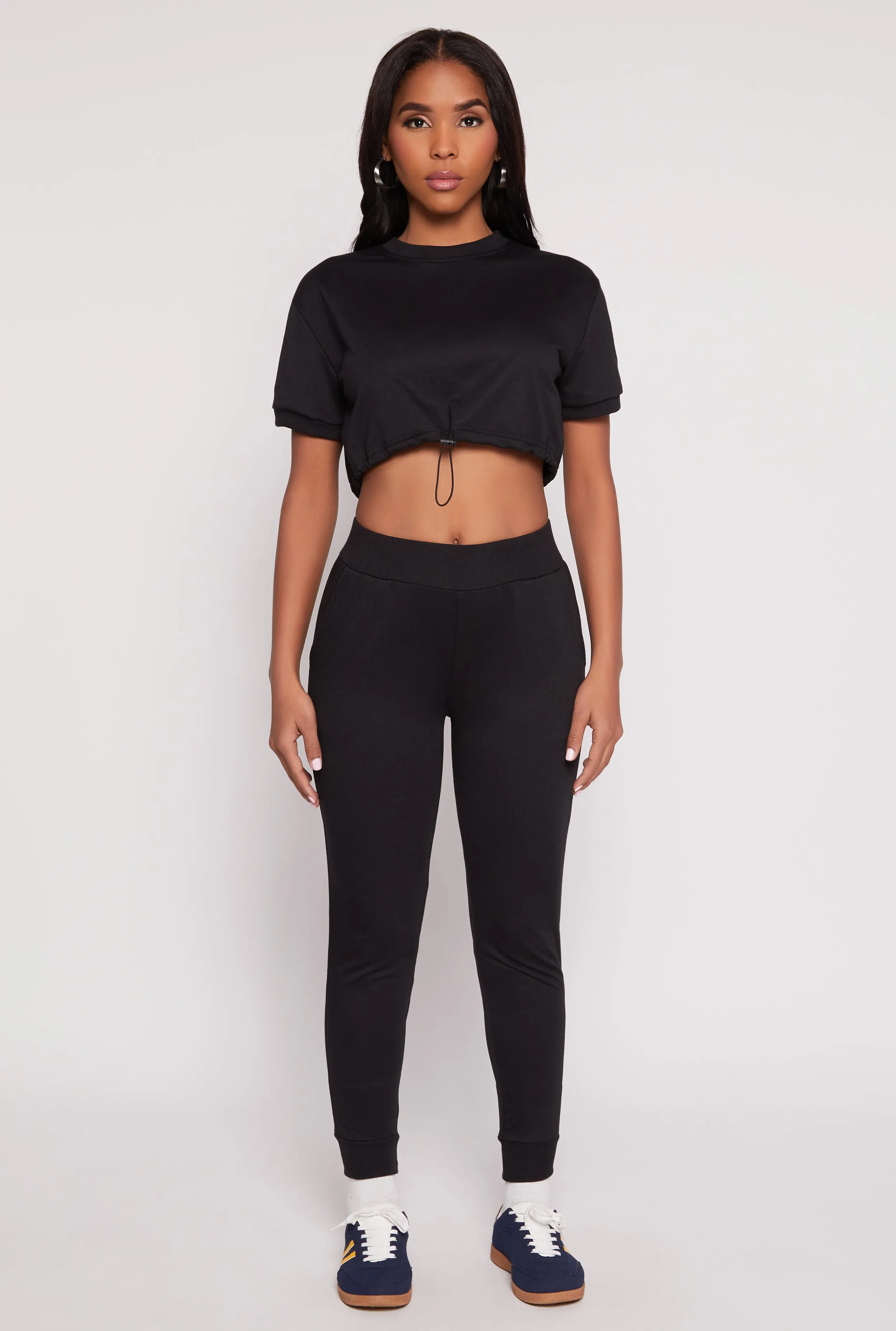 French Terry Toggle Drawstring Hem Crop Top sold by Rainbow product image thumbnail 2