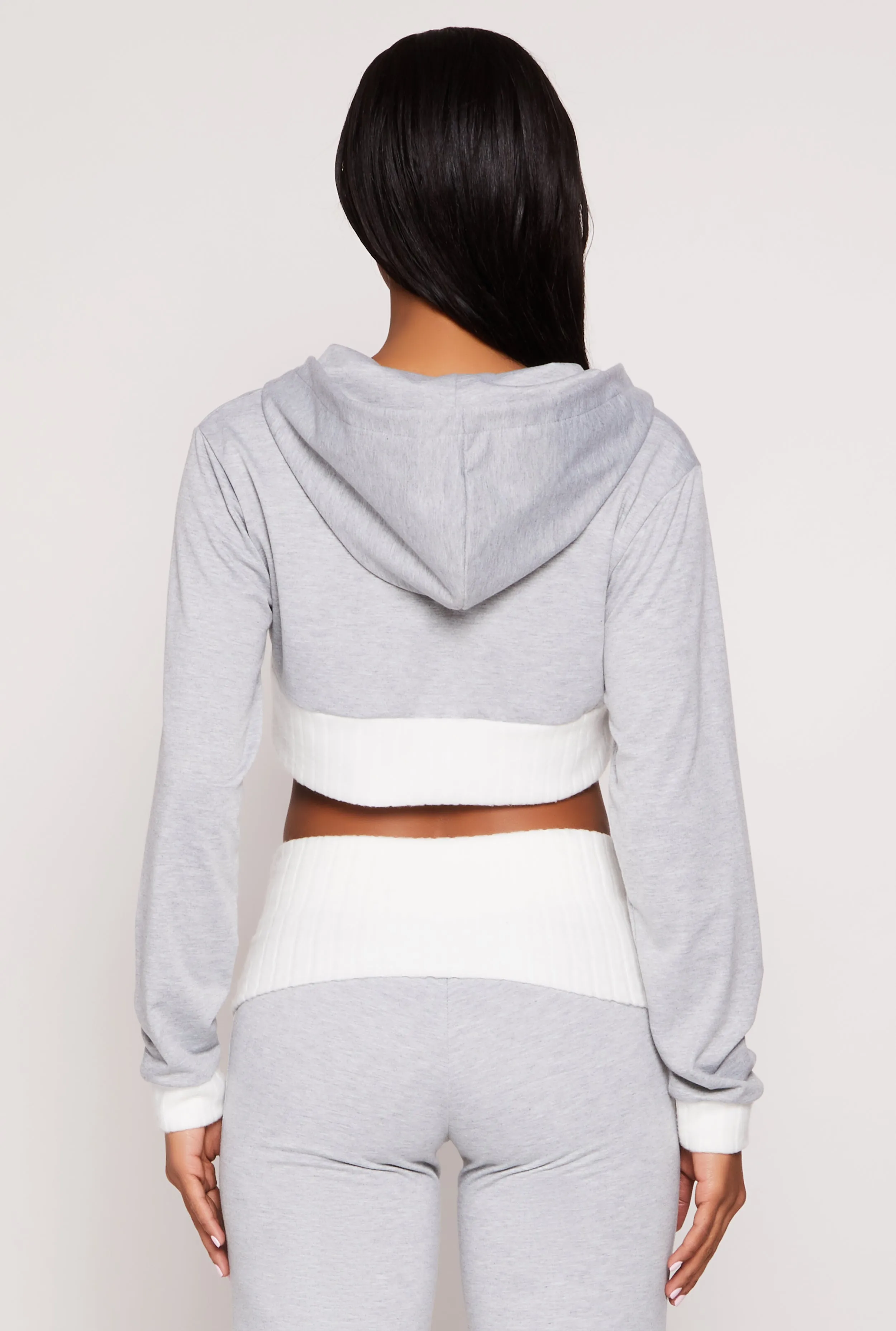 Two Tone Trim Cropped Hooded Sweatshirt sold by Rainbow product image thumbnail 5