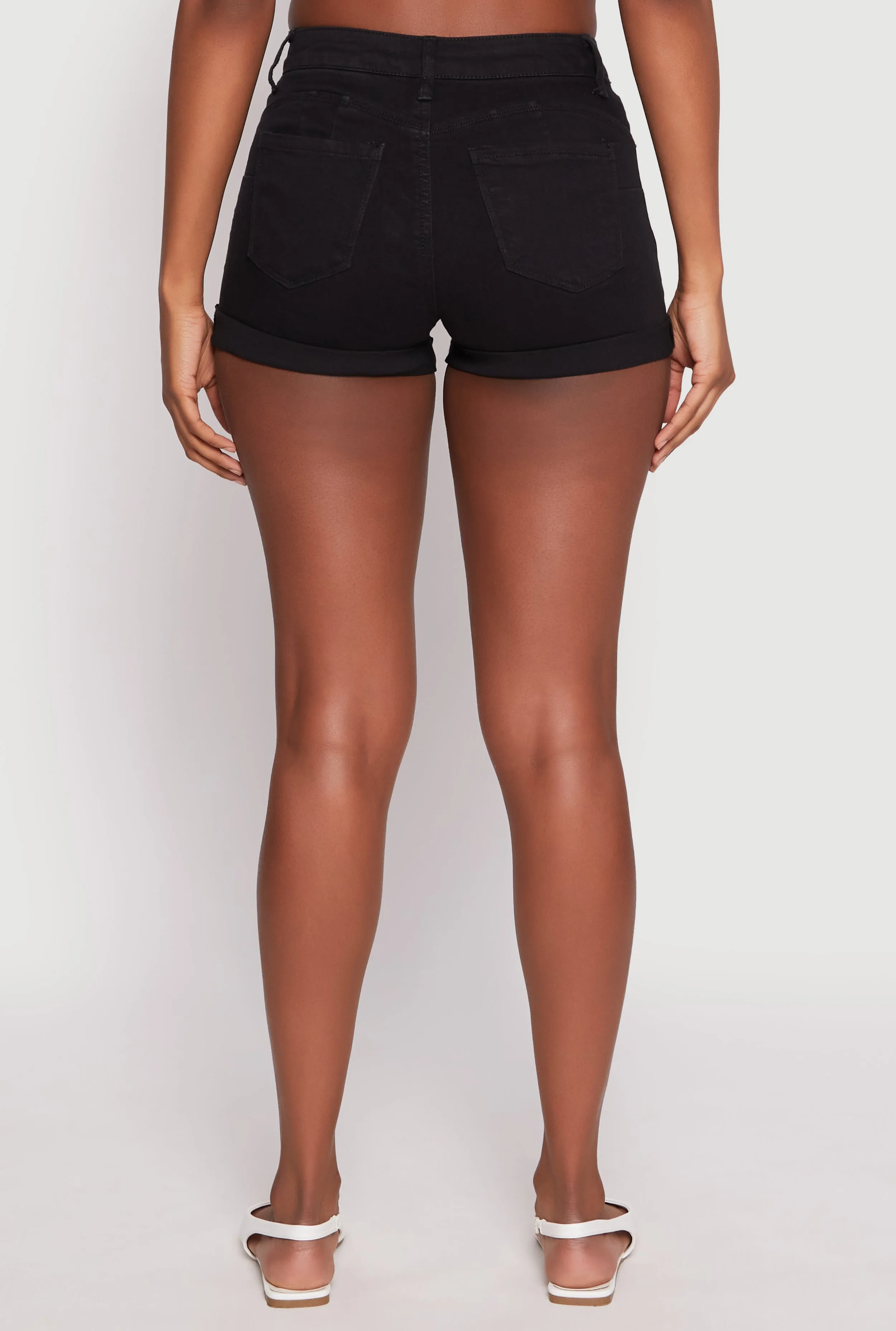 WAX Fixed Cuff High Waist Denim Shorts sold by Rainbow product image thumbnail 5