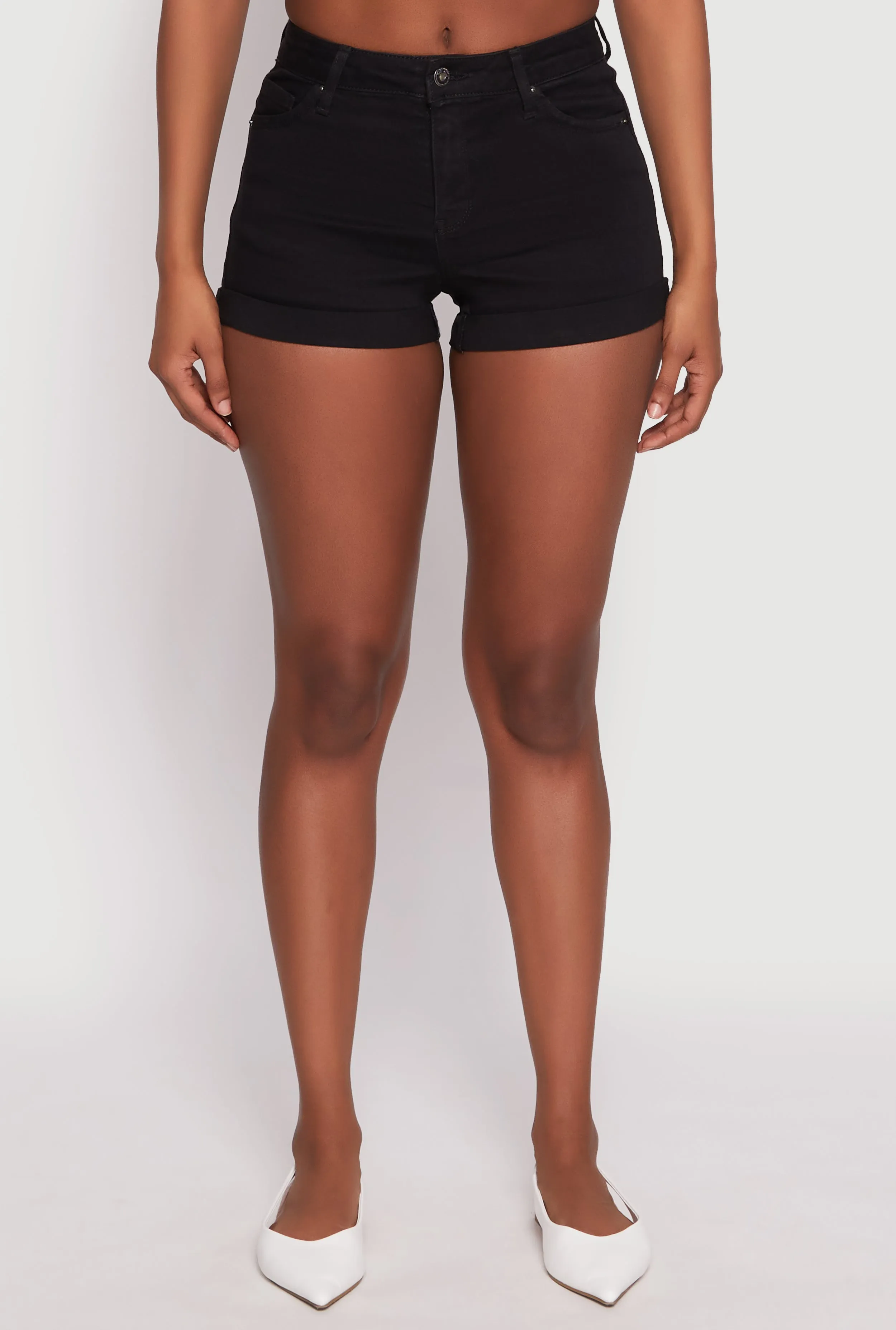 WAX Fixed Cuff High Waist Denim Shorts sold by Rainbow product image thumbnail 3