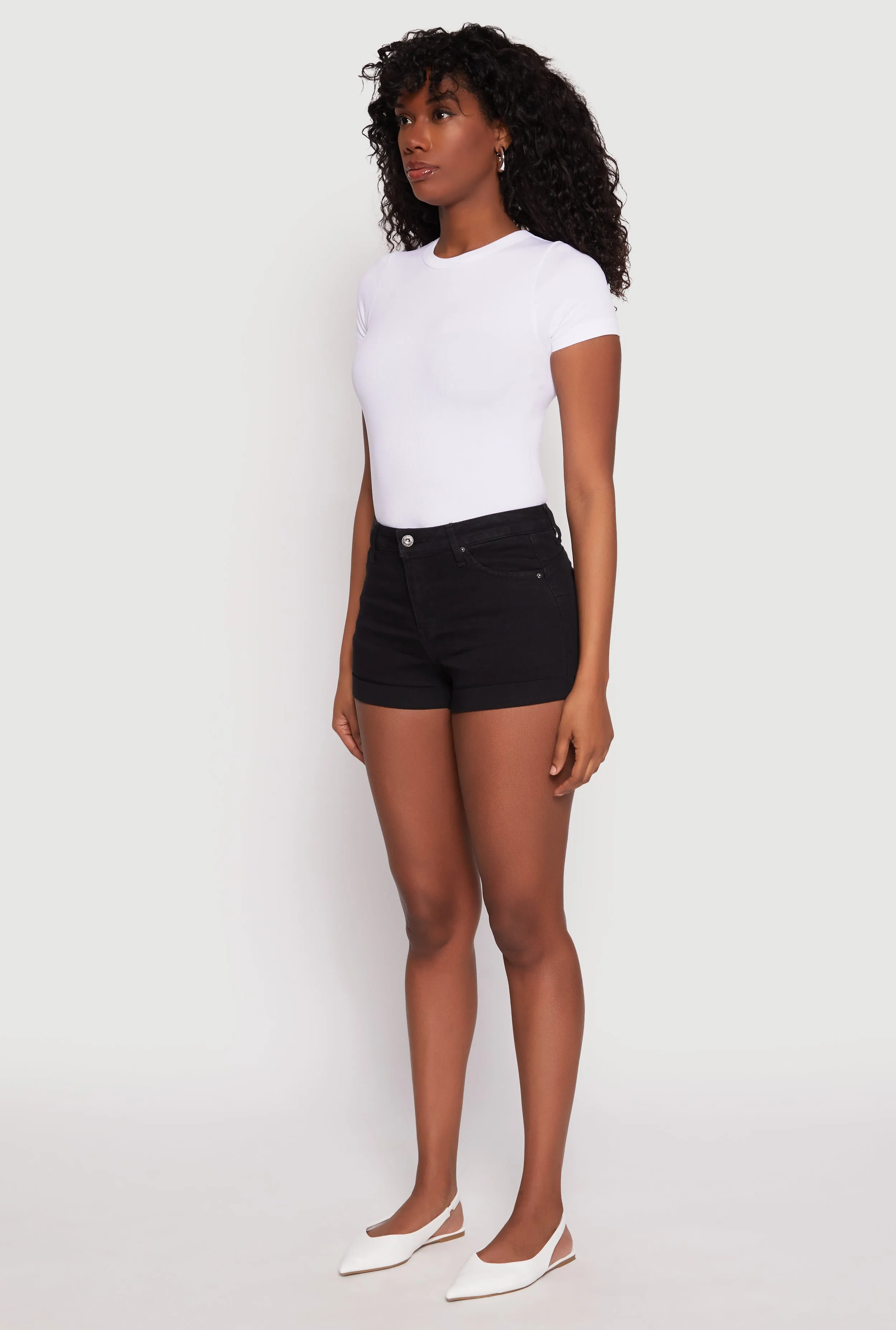 WAX Fixed Cuff High Waist Denim Shorts sold by Rainbow product image thumbnail 2