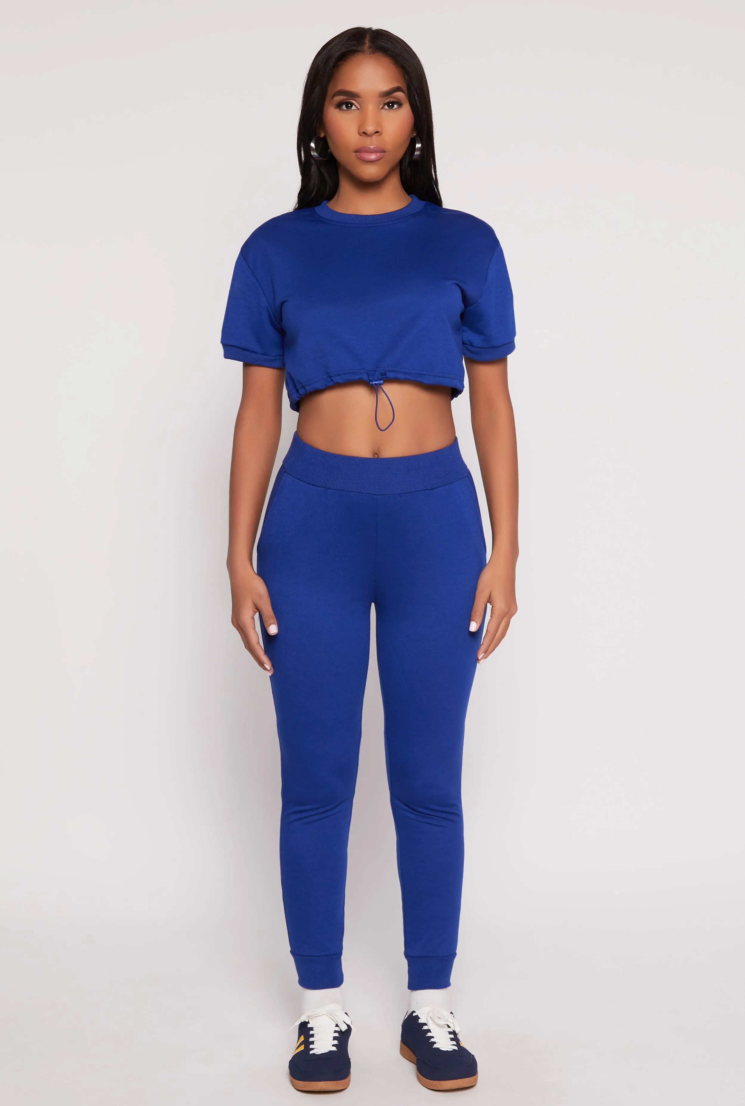 French Terry Toggle Drawstring Hem Crop Top sold by Rainbow product image thumbnail 2