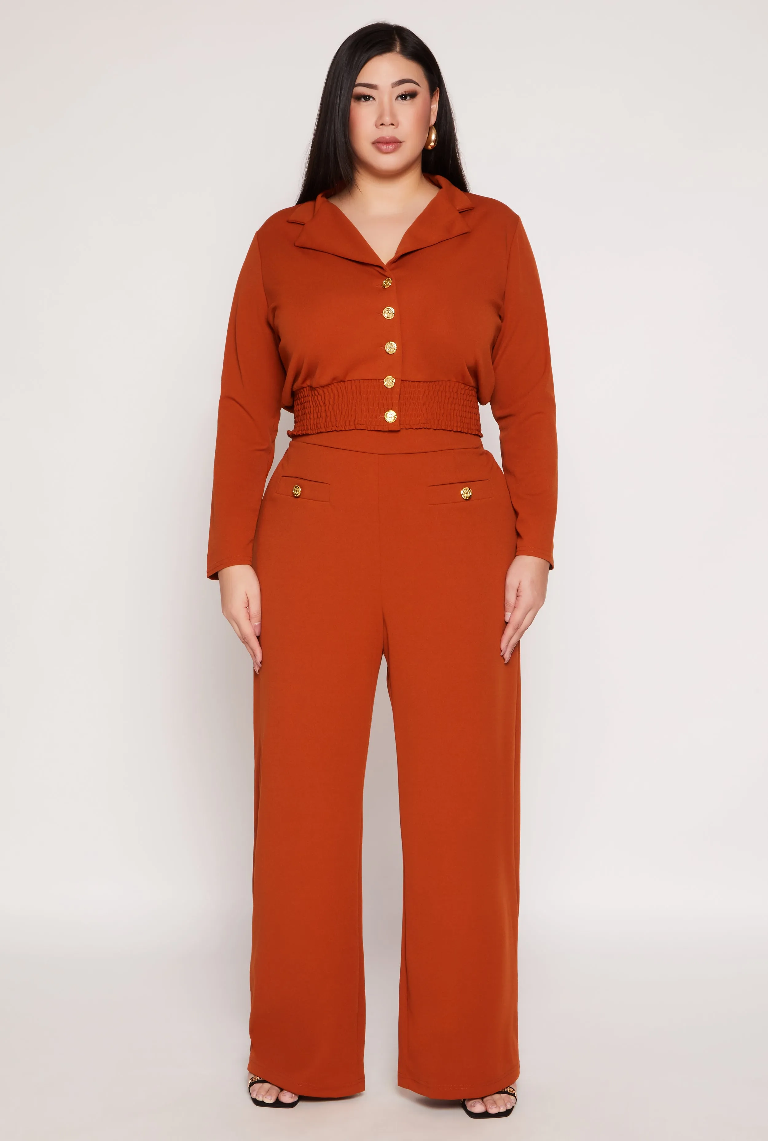 Plus Size Button Front Smocked Blouse sold by Rainbow product image thumbnail 2