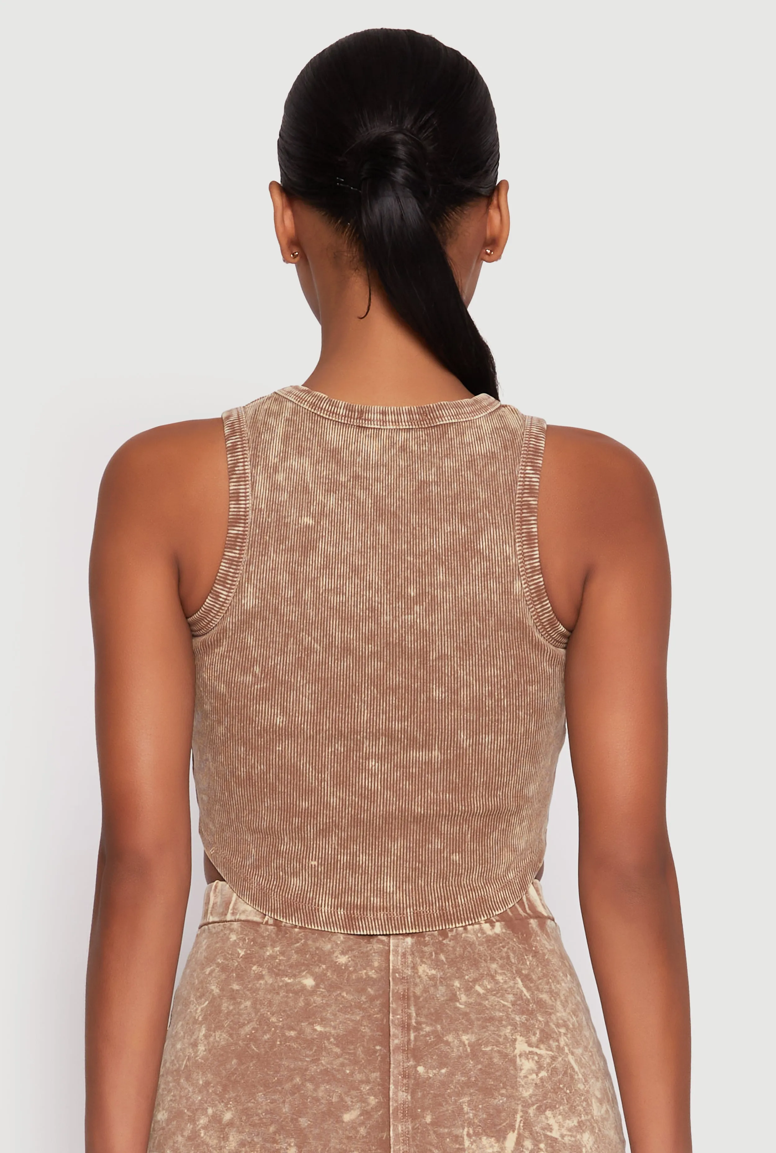 Ribbed Knit Acid Wash Cropped Tank Top sold by Rainbow product image thumbnail 5