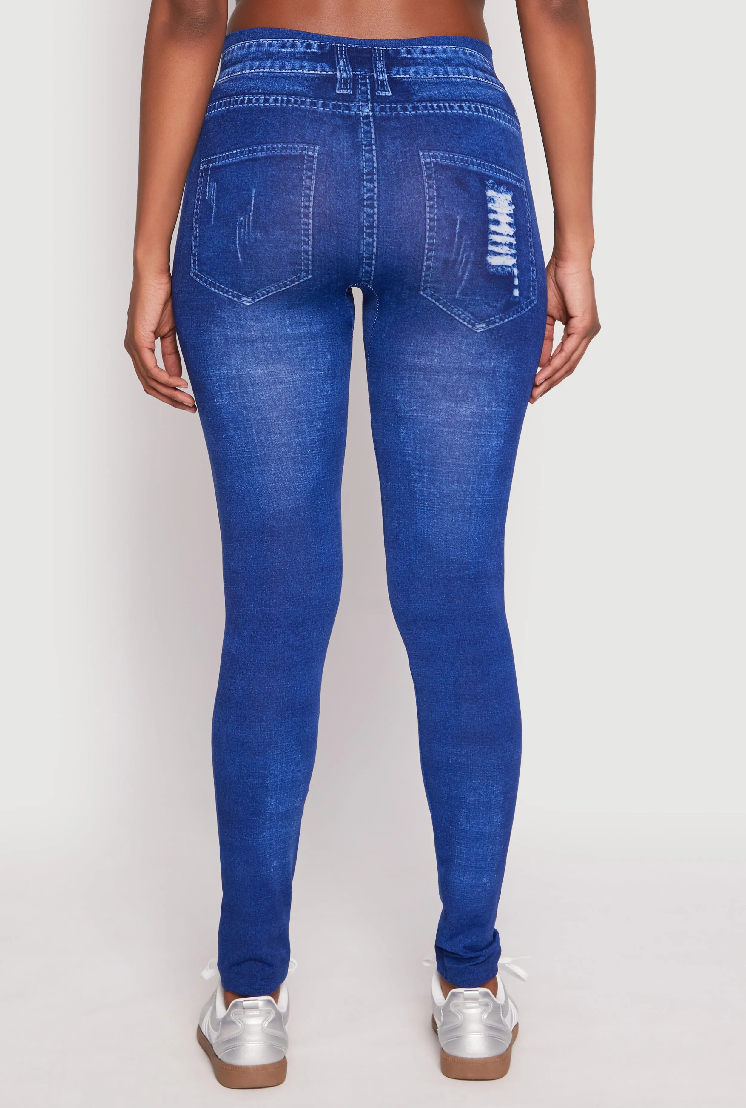 Distressed Denim Print High Waisted Jeggings sold by Rainbow product image thumbnail 5