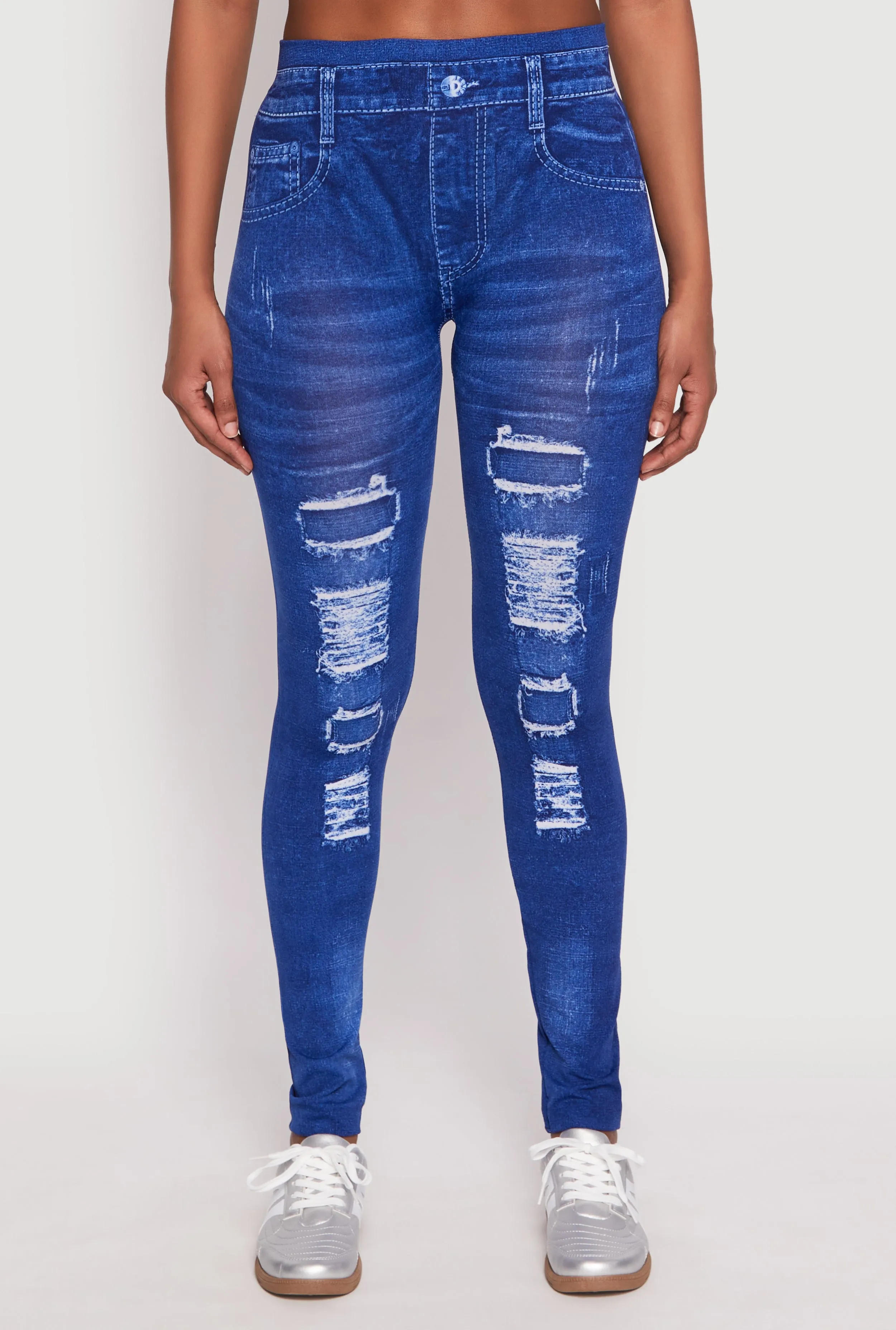 Distressed Denim Print High Waisted Jeggings sold by Rainbow product image thumbnail 3